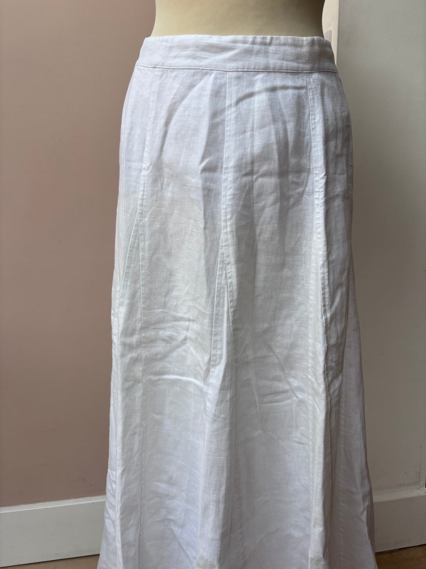 White 100% linen skirt size 10