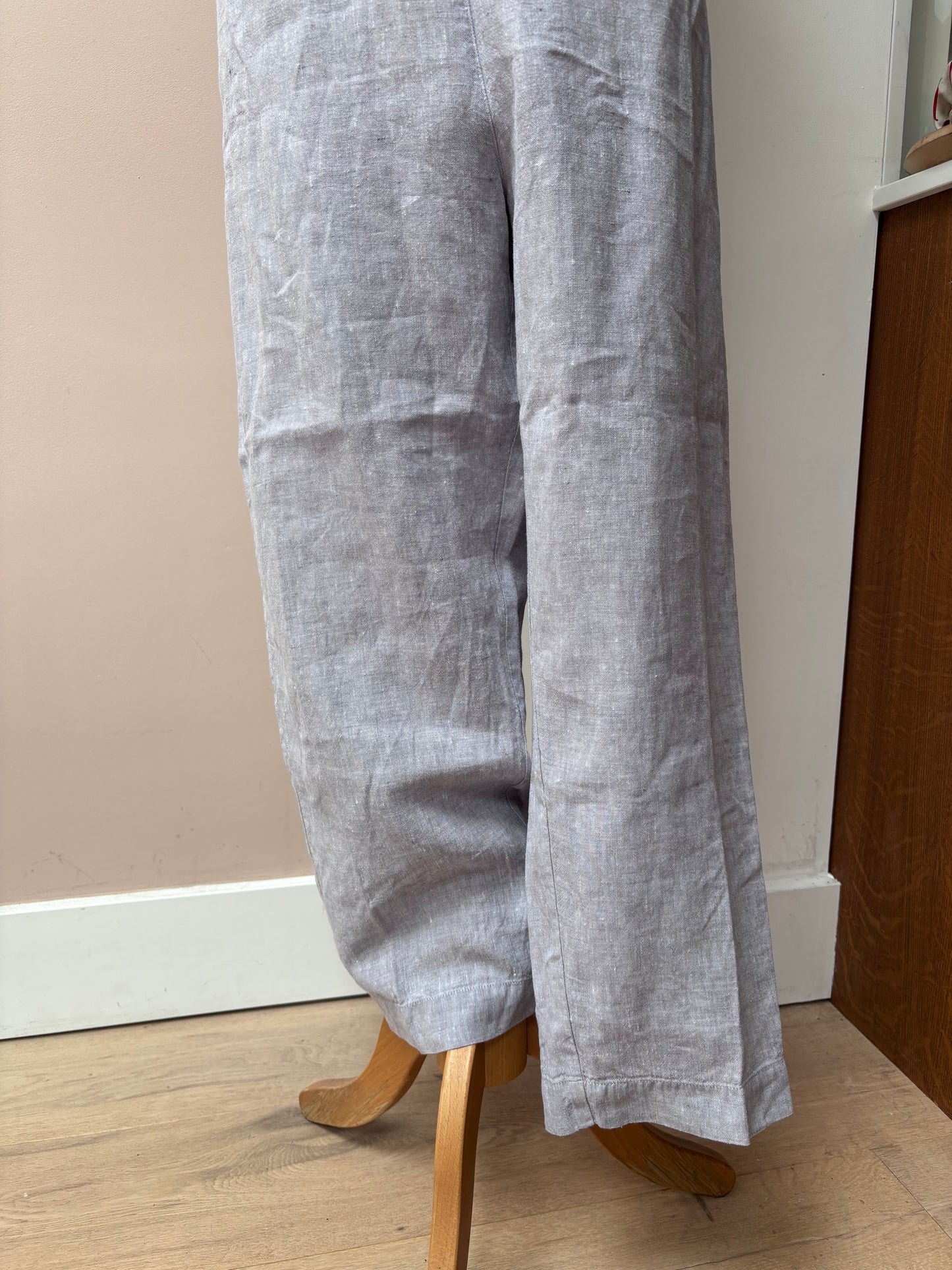 Grey 100% linen trousers size 12/14