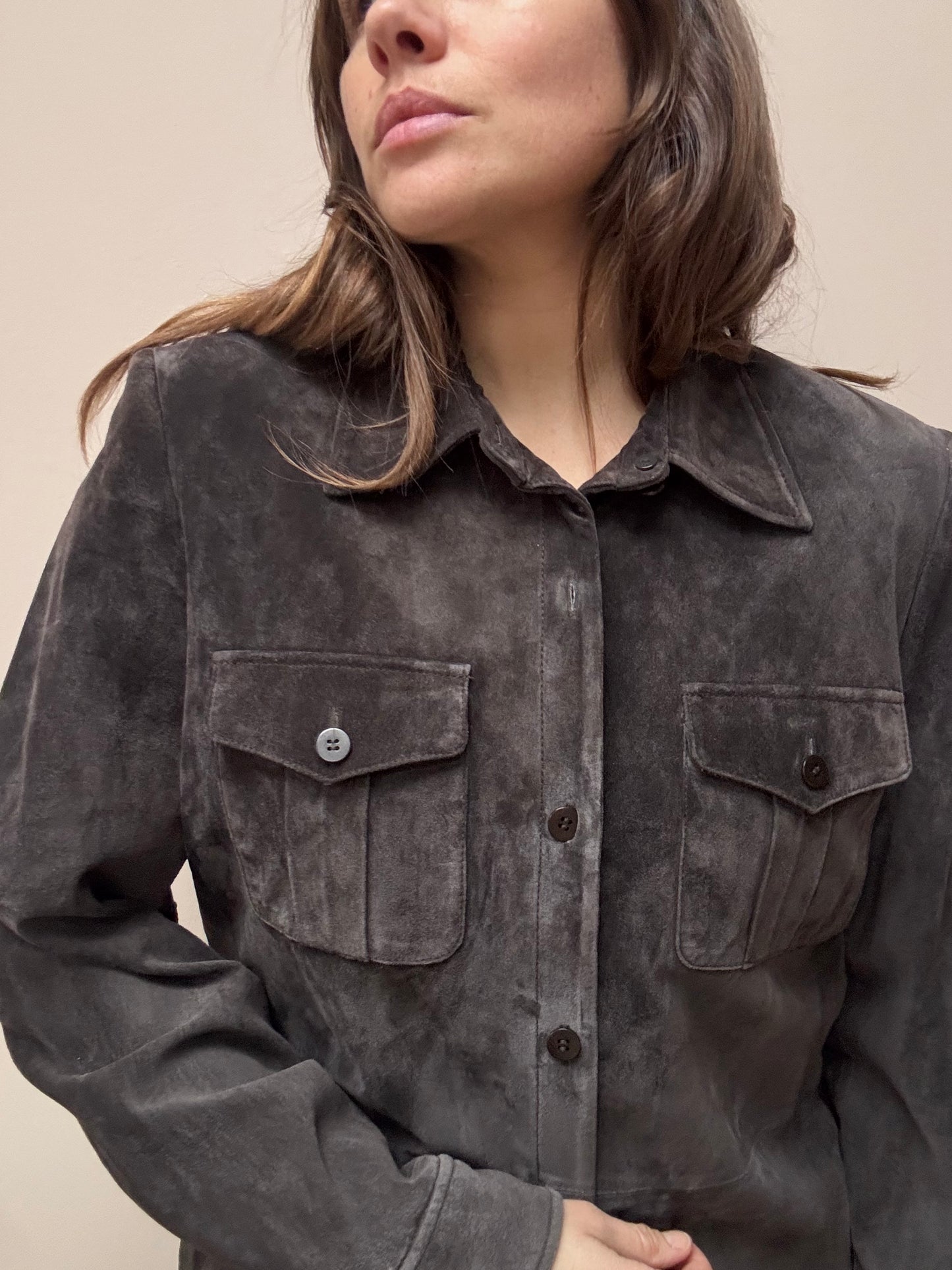 Brown suede shirt size 12