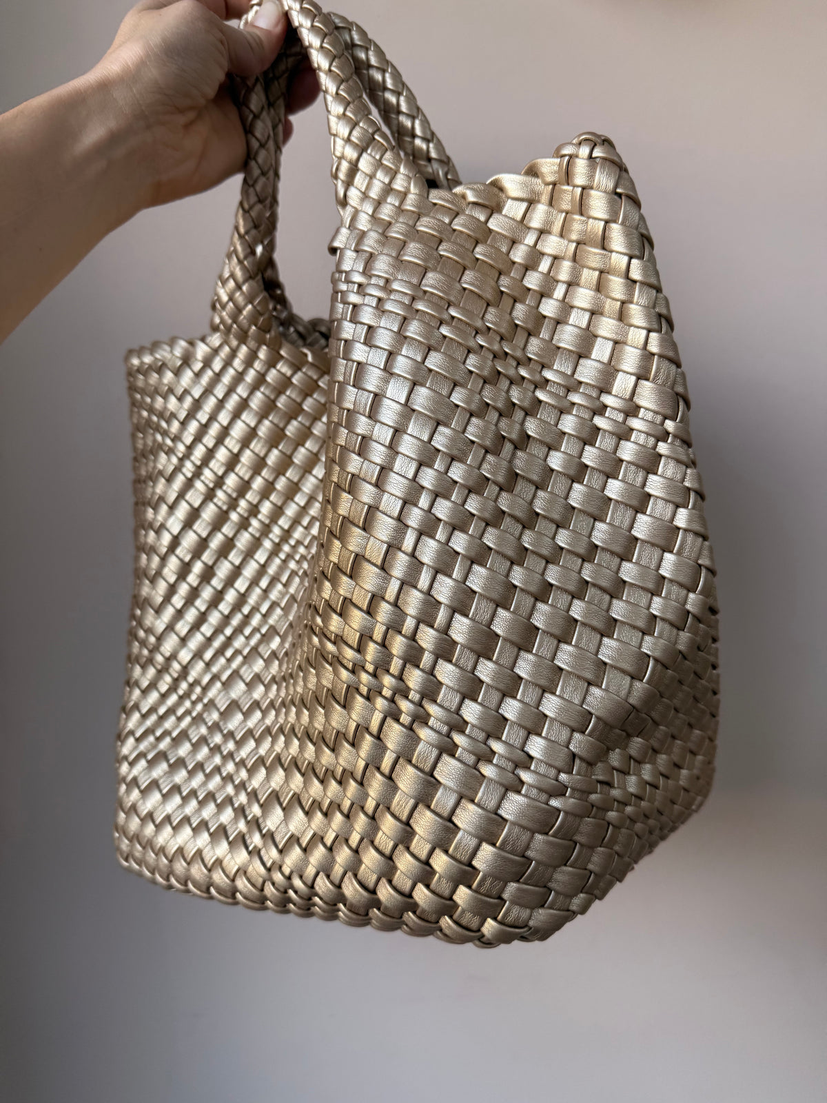 Gold woven faux leather bag BNWT