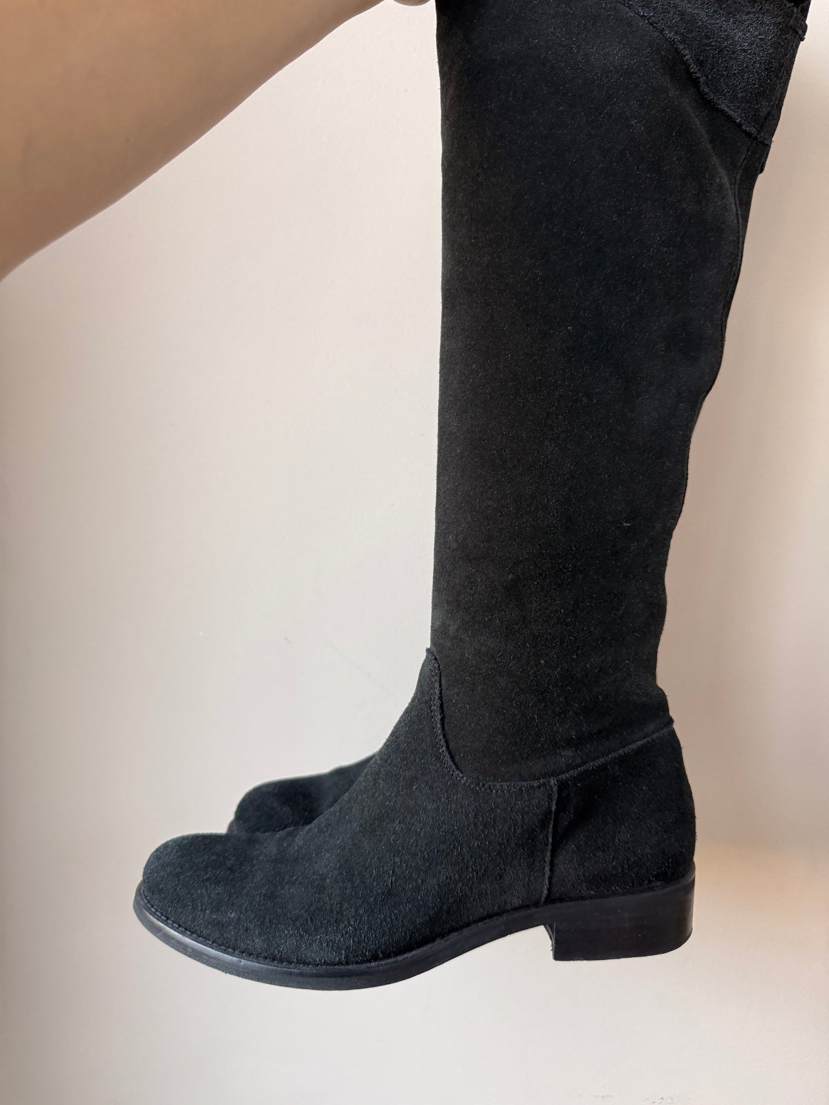 Black suede knee length boots size UK5