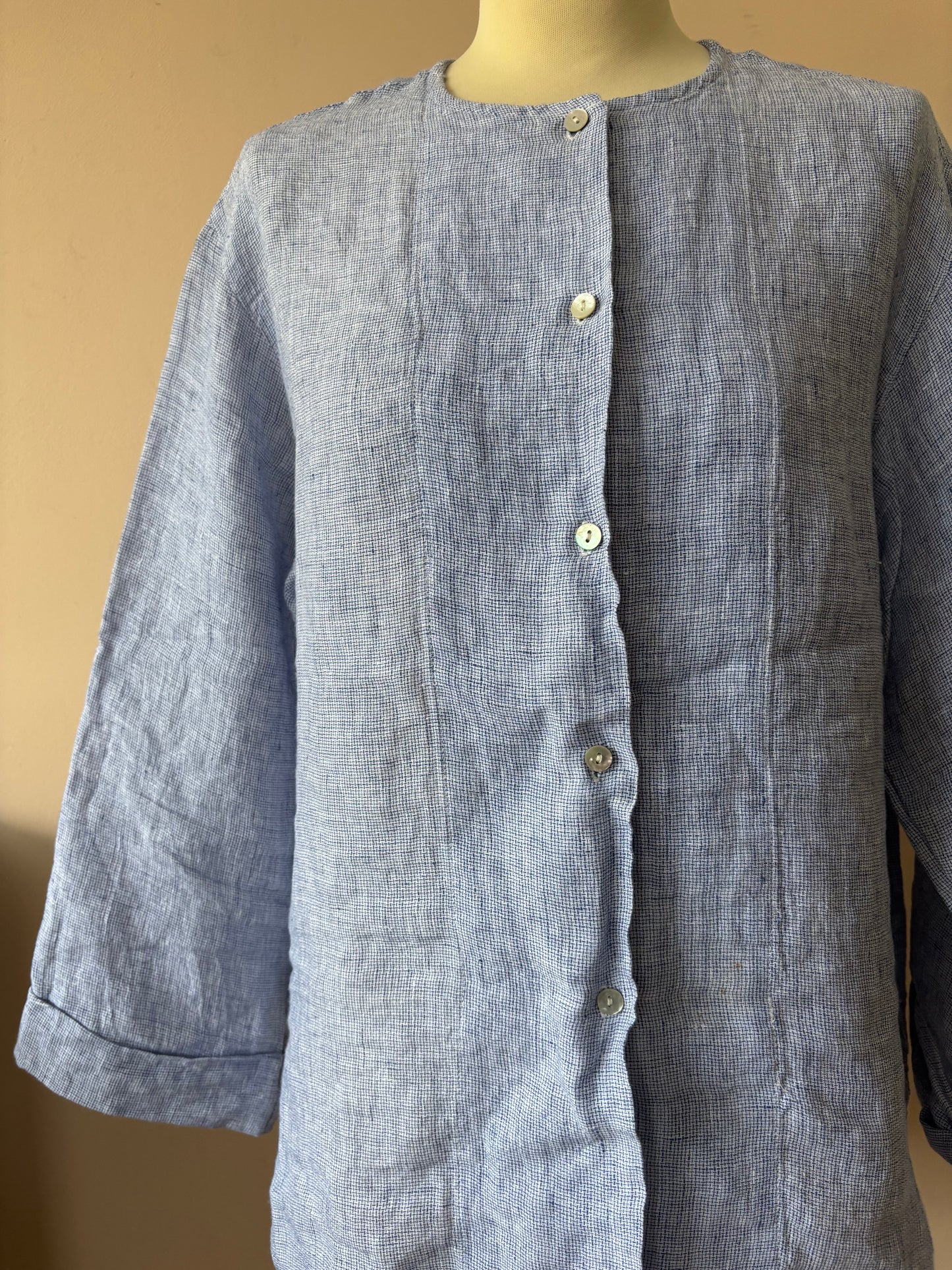 Pale blue 100% linen shirt size 12