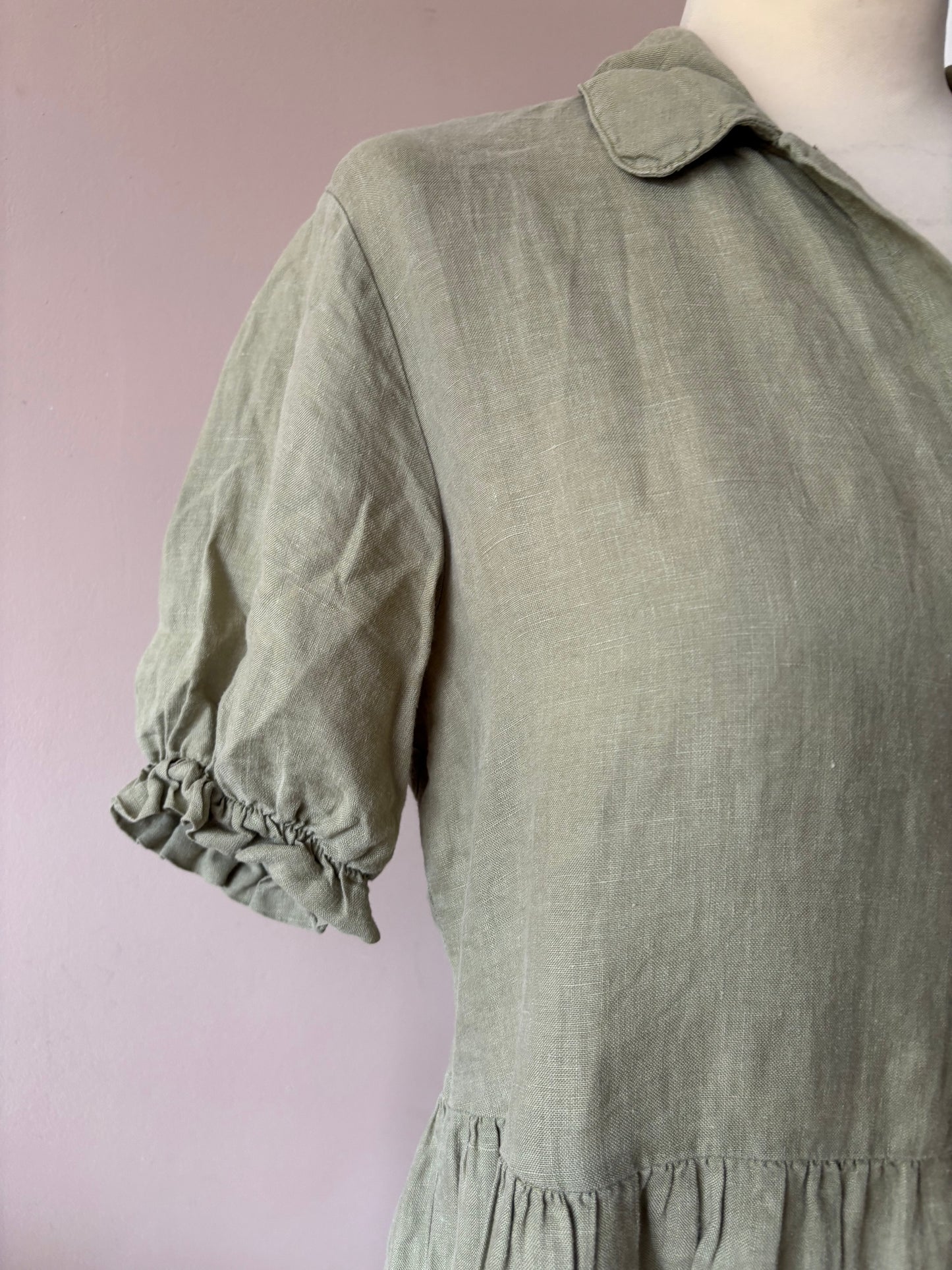 Sage green 100% linen dress wise 10