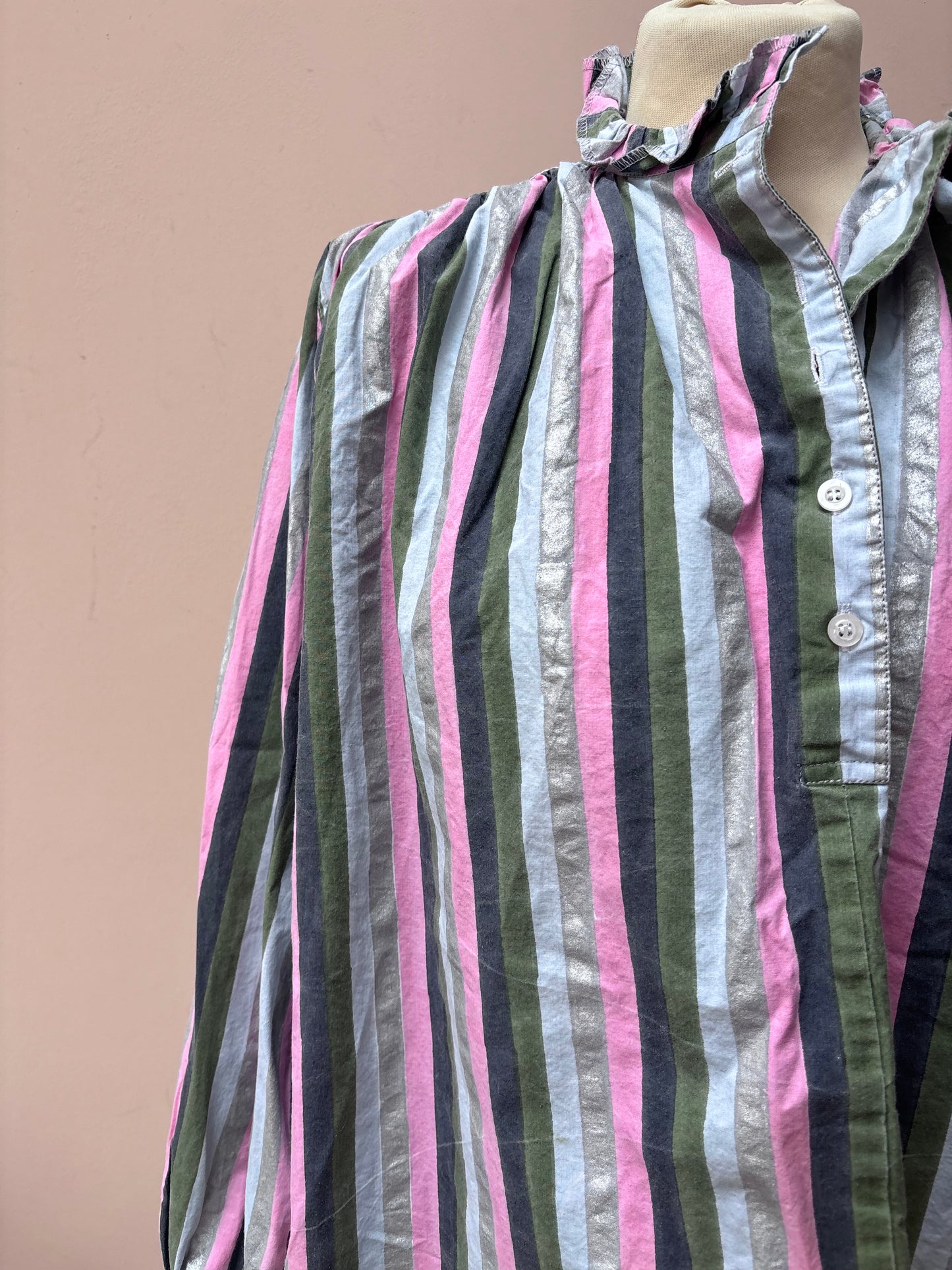 Blockprints striped cotton top size Small