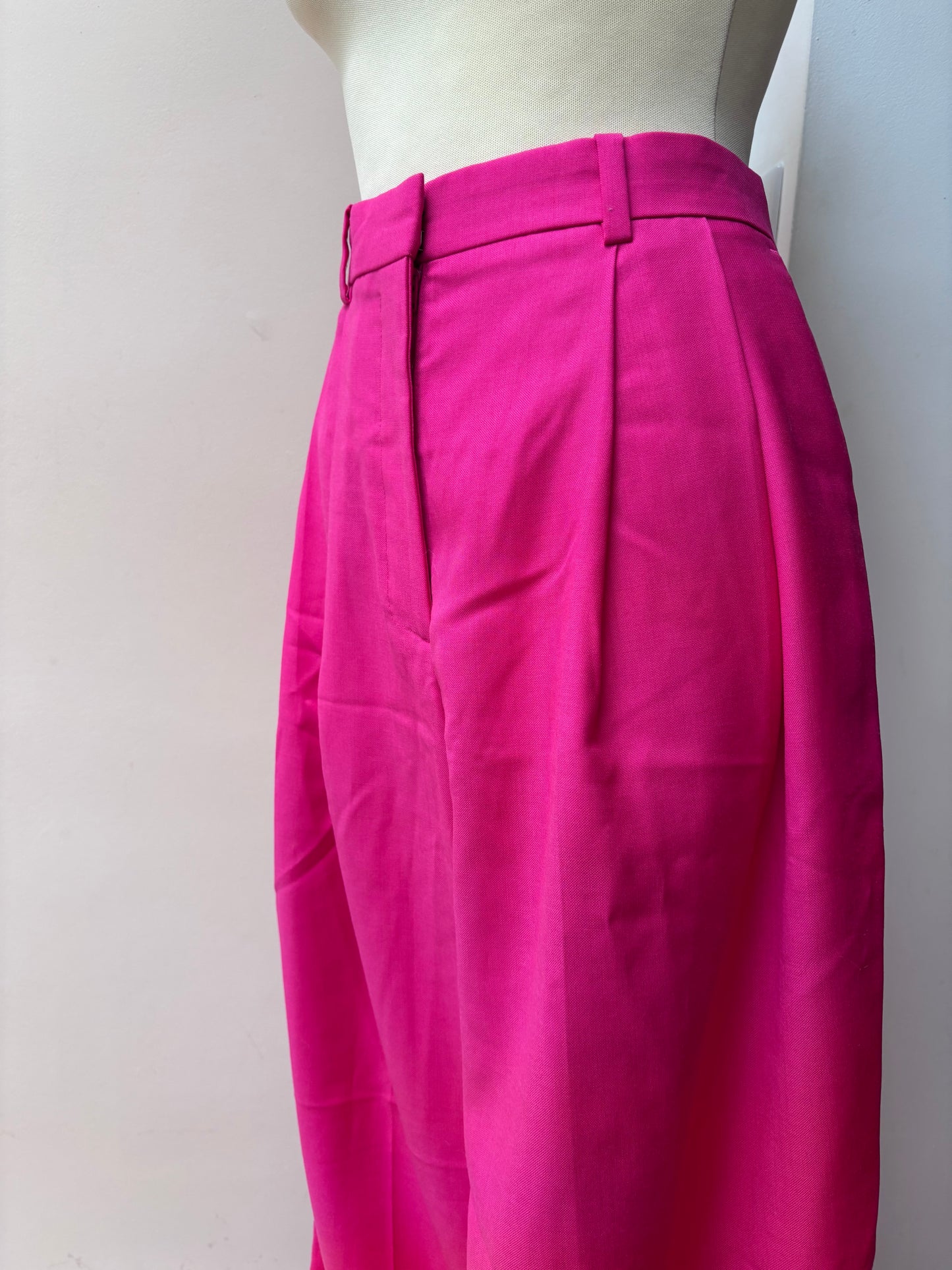 Hot pink 100% wool wide leg trousers size 10
