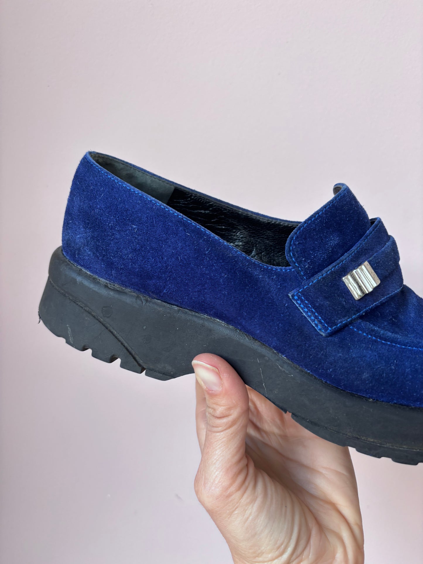 Lagerfeld blue suede loafers size 5