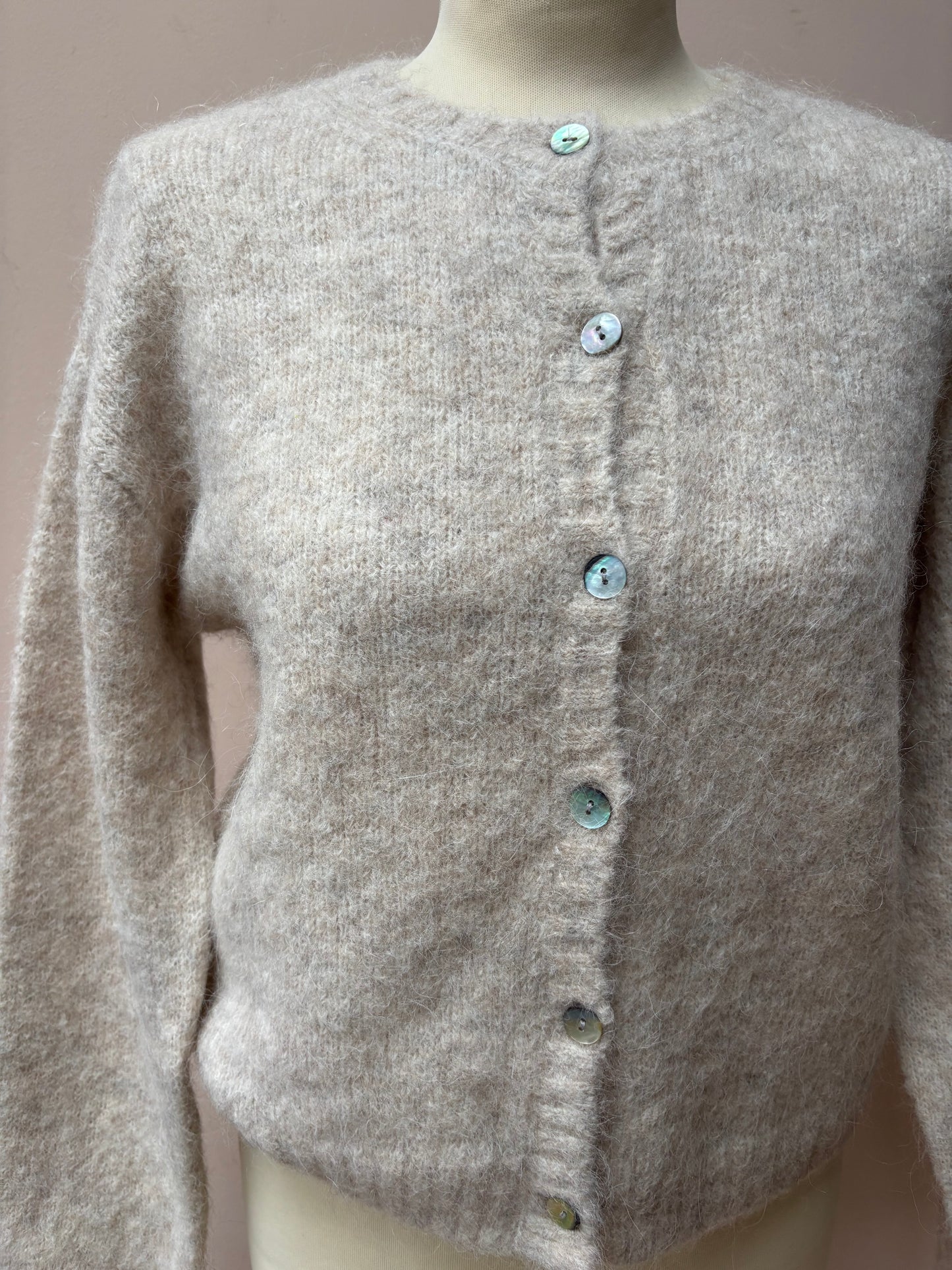 Greige mohair mix cardigan size Medium