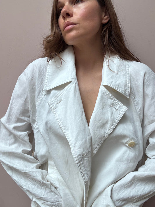 White 100% linen jacket size 14