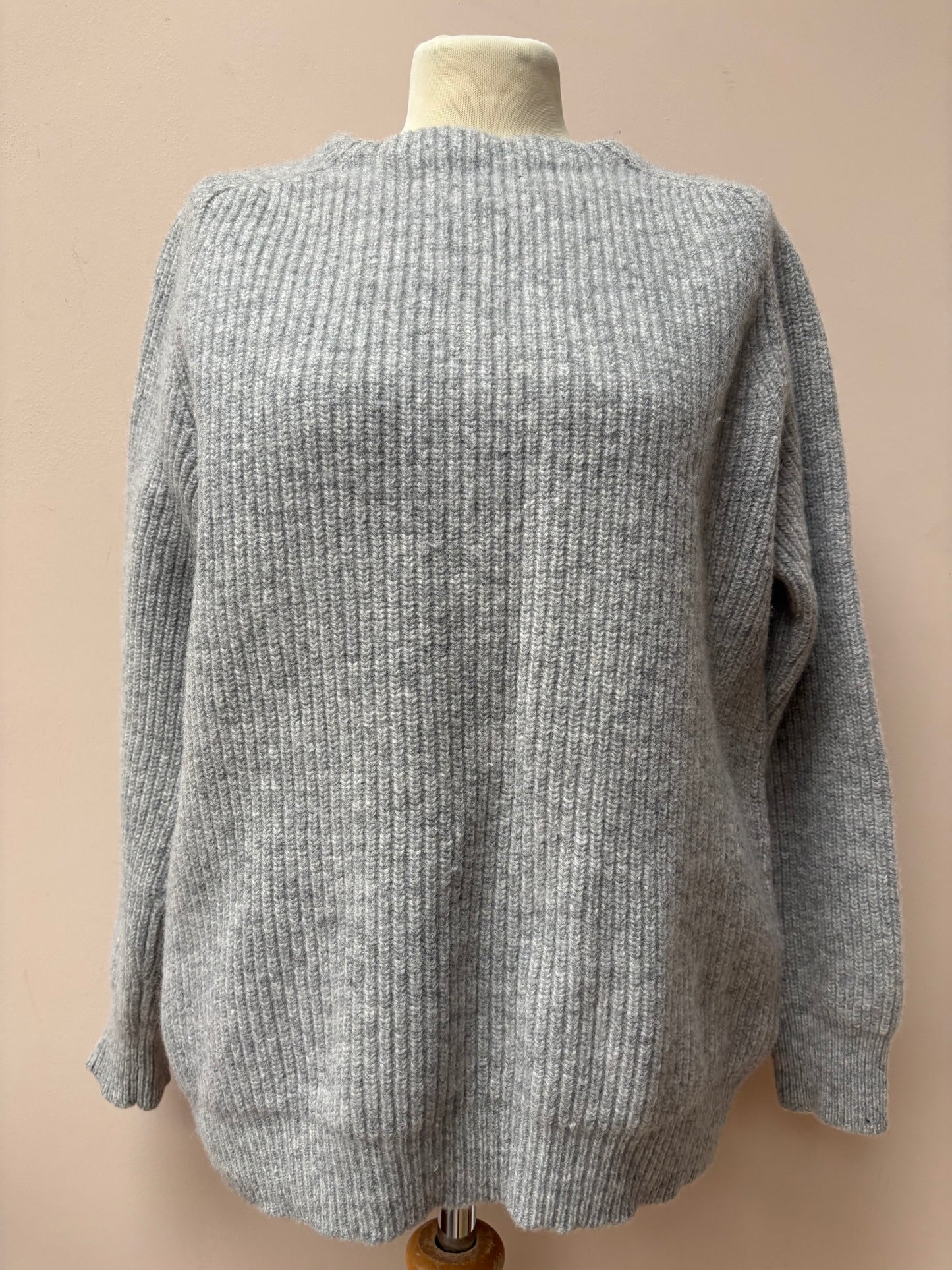 Grey 100% wool jumper size Medium