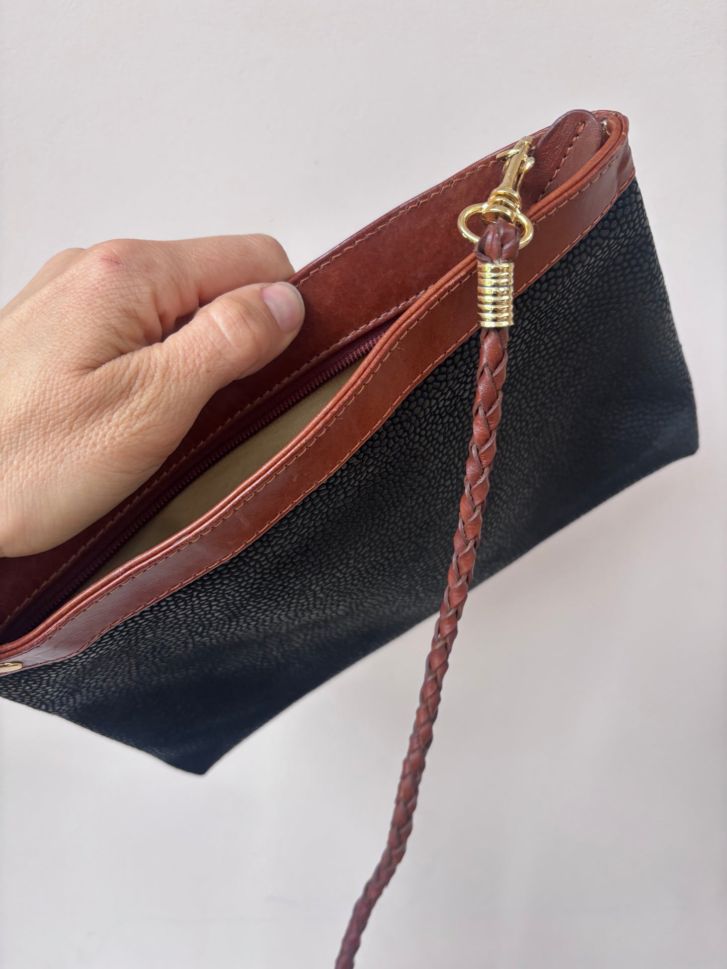 Small vintage scotch grain leather bag