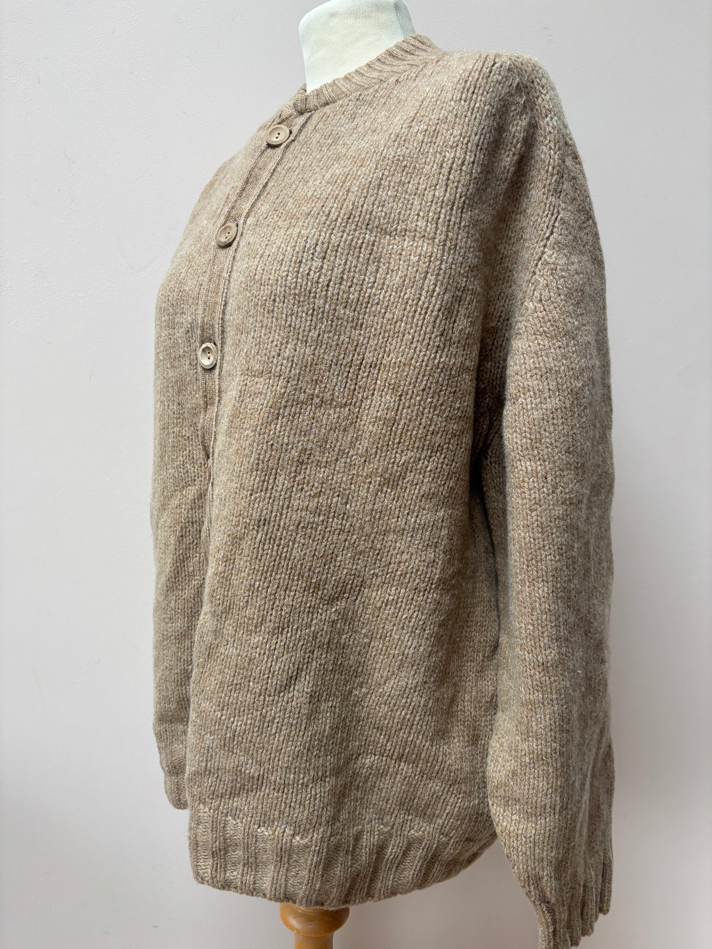 Brown 100% wool bomber style jacket size 12-16