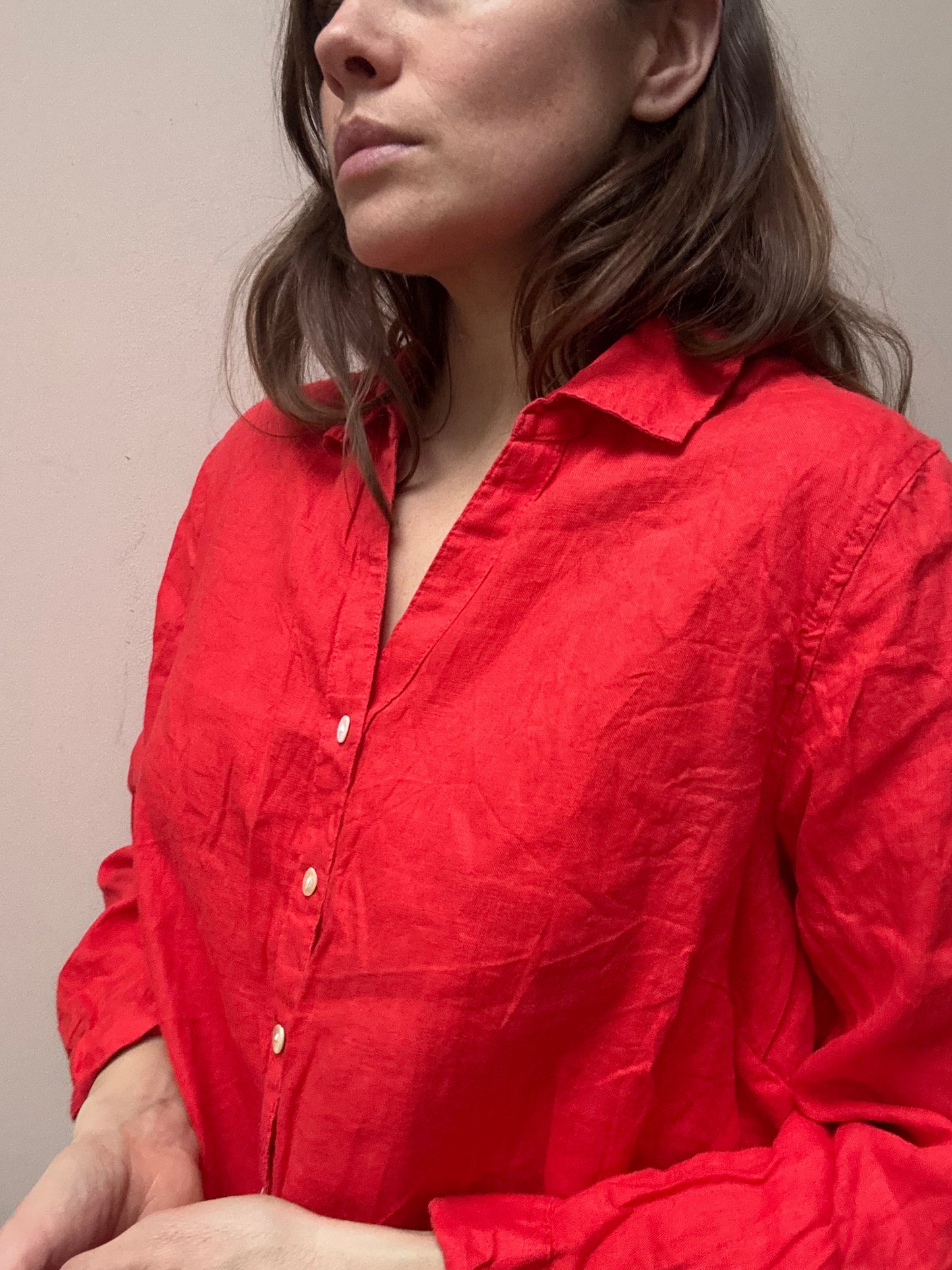 Linen orange red shirt size 12-16