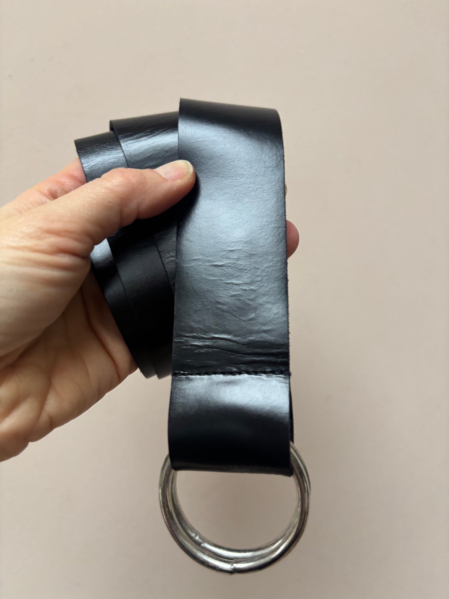 Black leather adjustable belt size medium