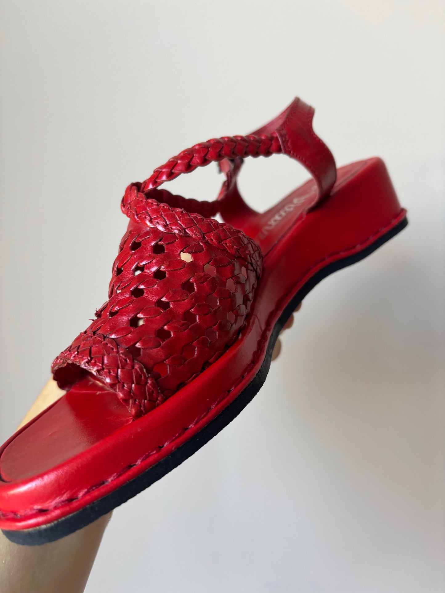 Vintage red leather sandals size UK5