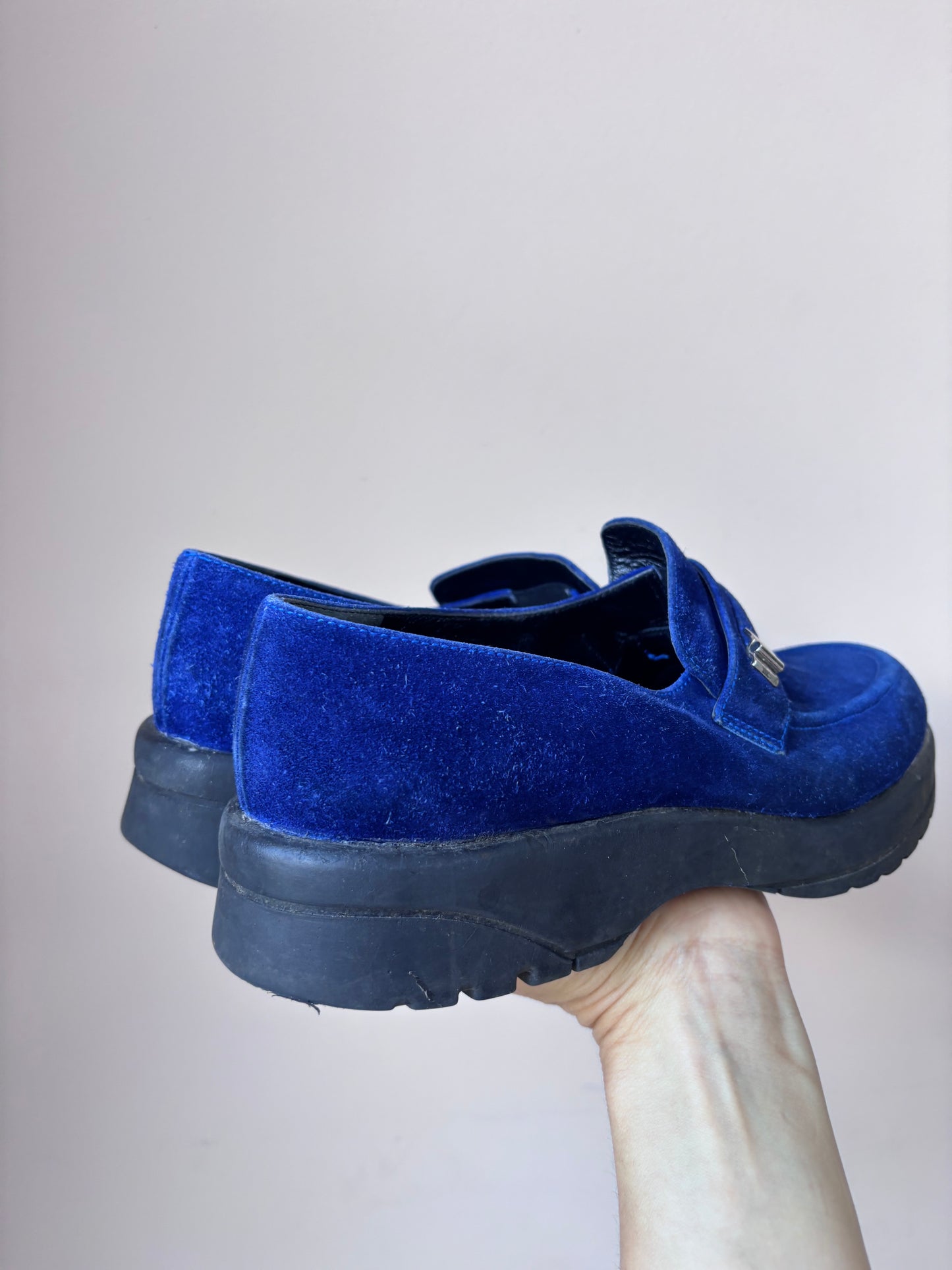 Lagerfeld blue suede loafers size 5
