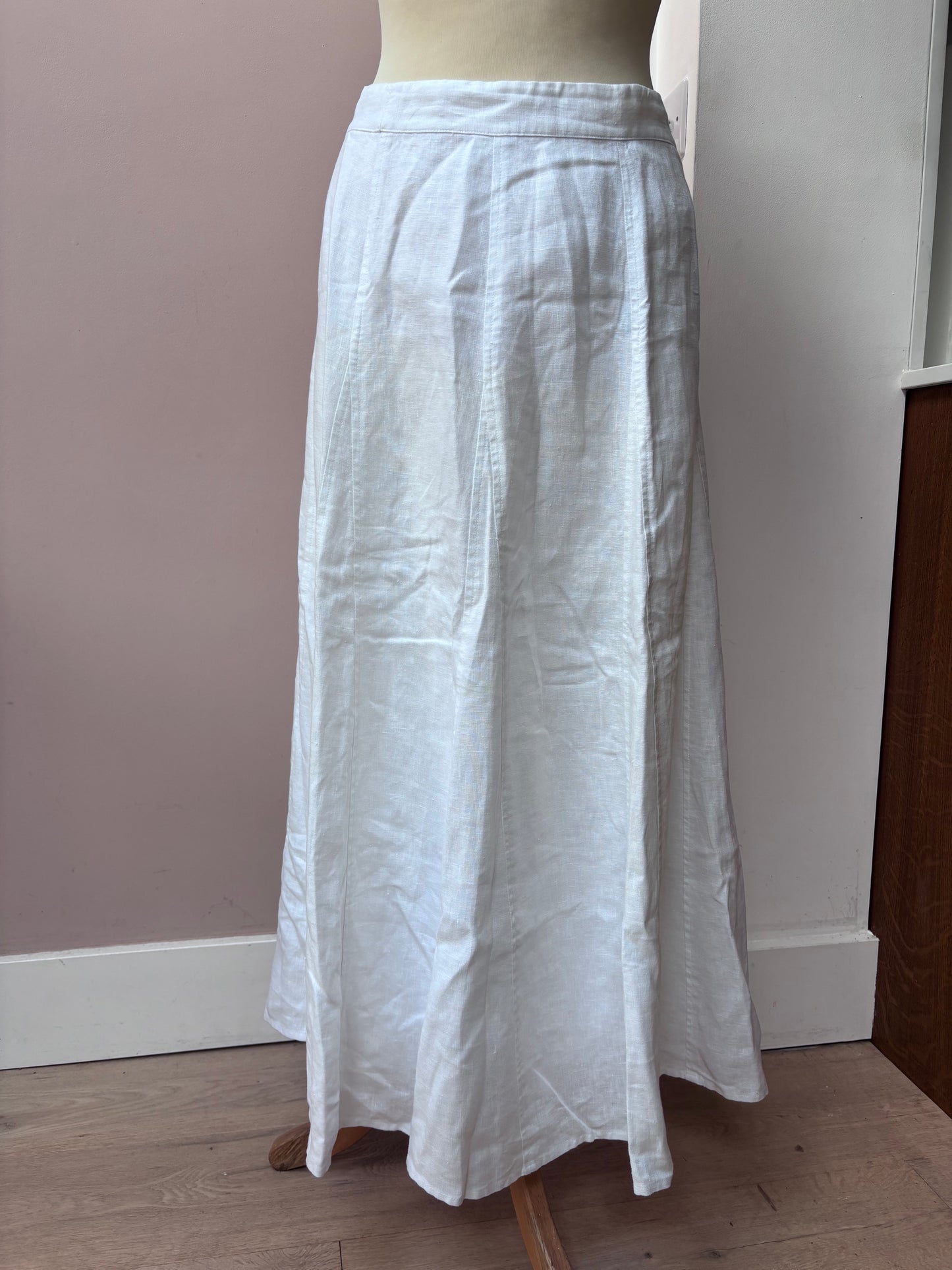 White 100% linen skirt size 10