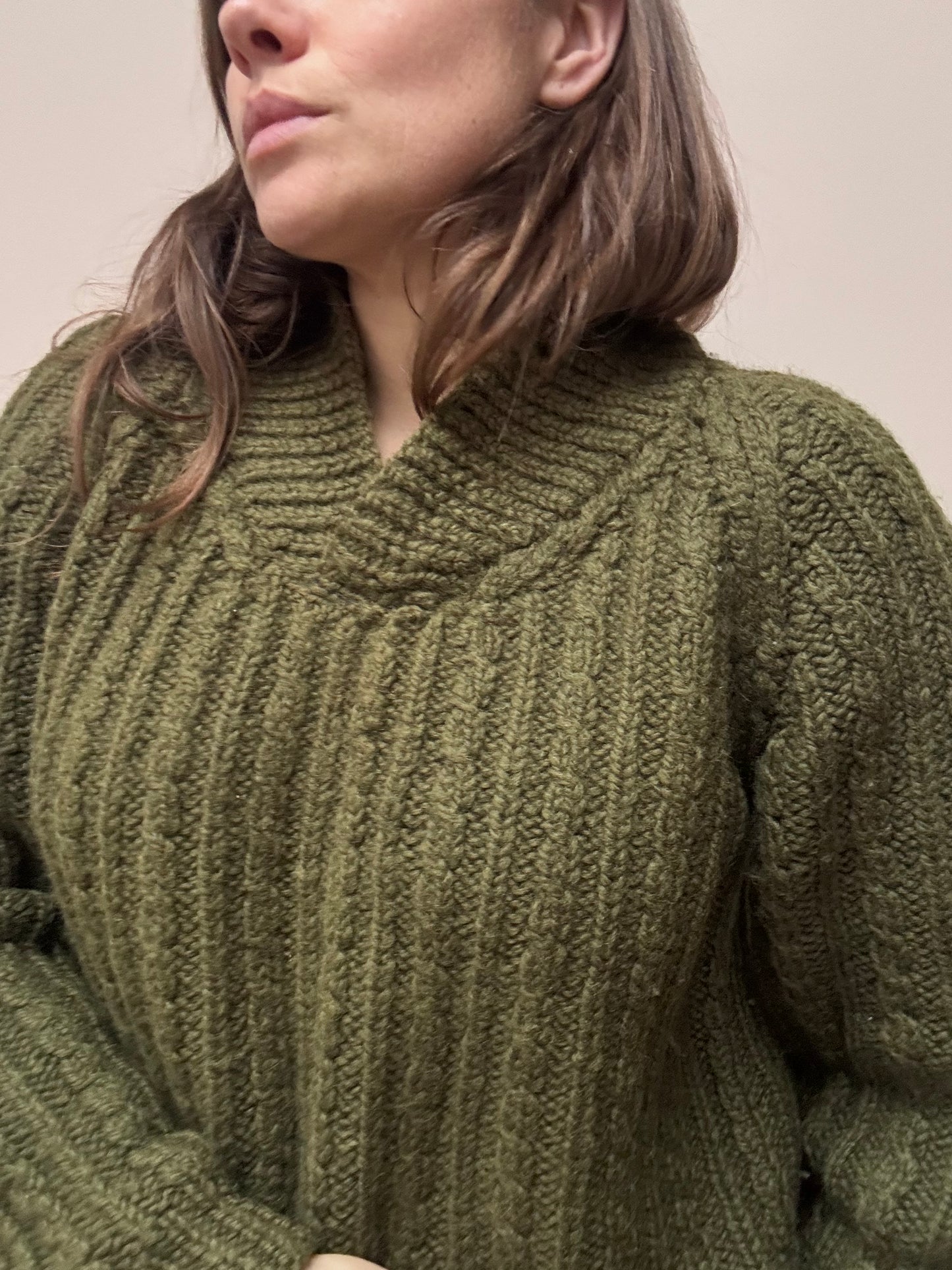 Green knitted wool jumper size Medium