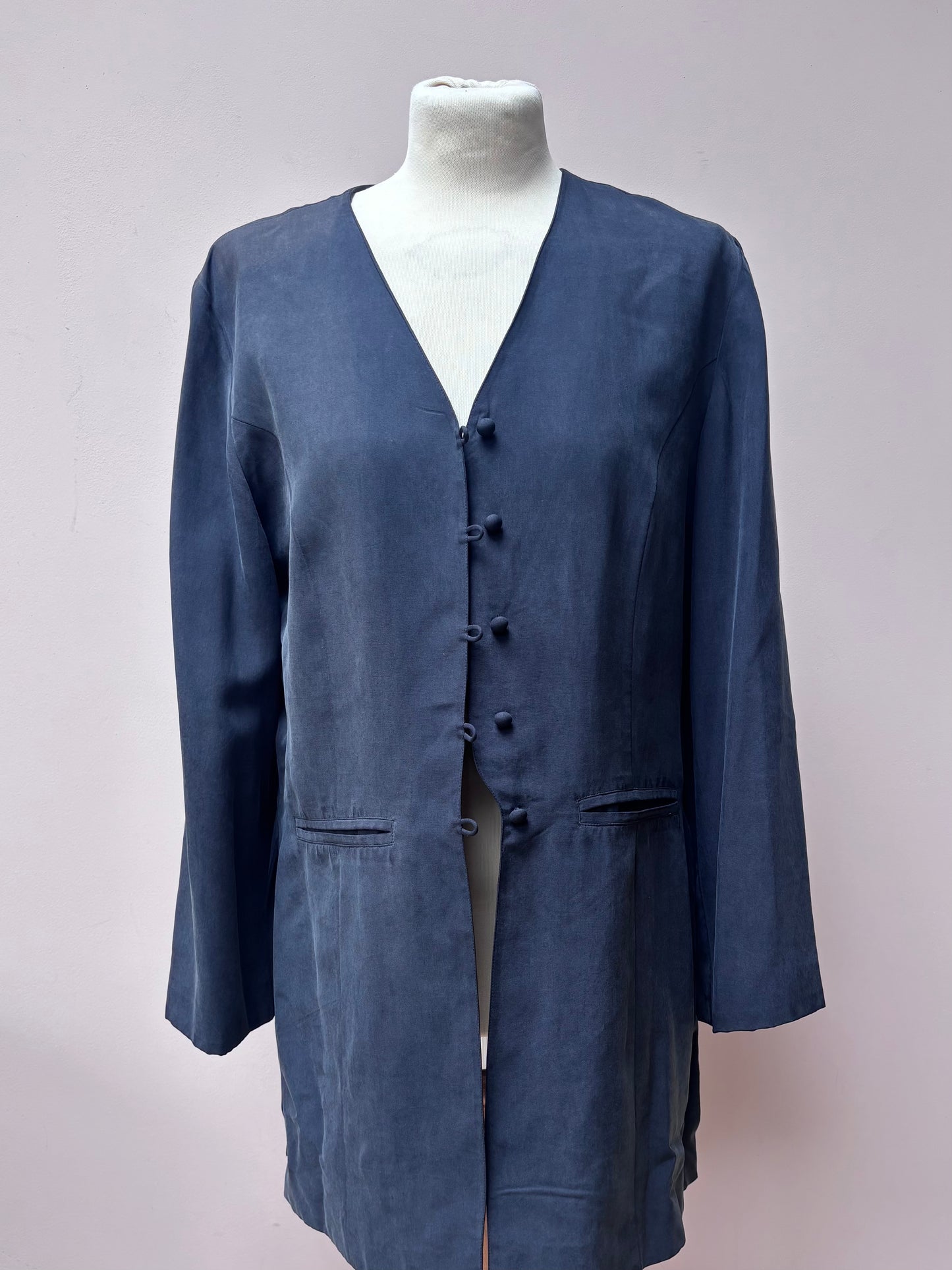 Vintage midnight blue 100% silk jacket size 10/12