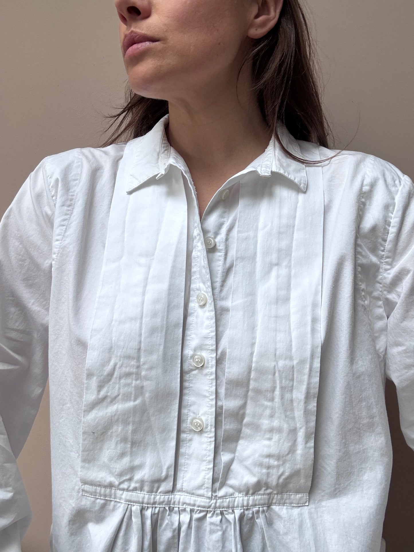 Toast white cotton shirt with detailing on bib size18