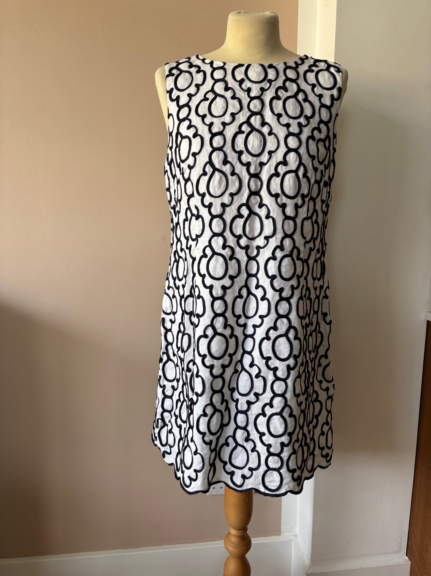 100% linen embroidered dress size 14