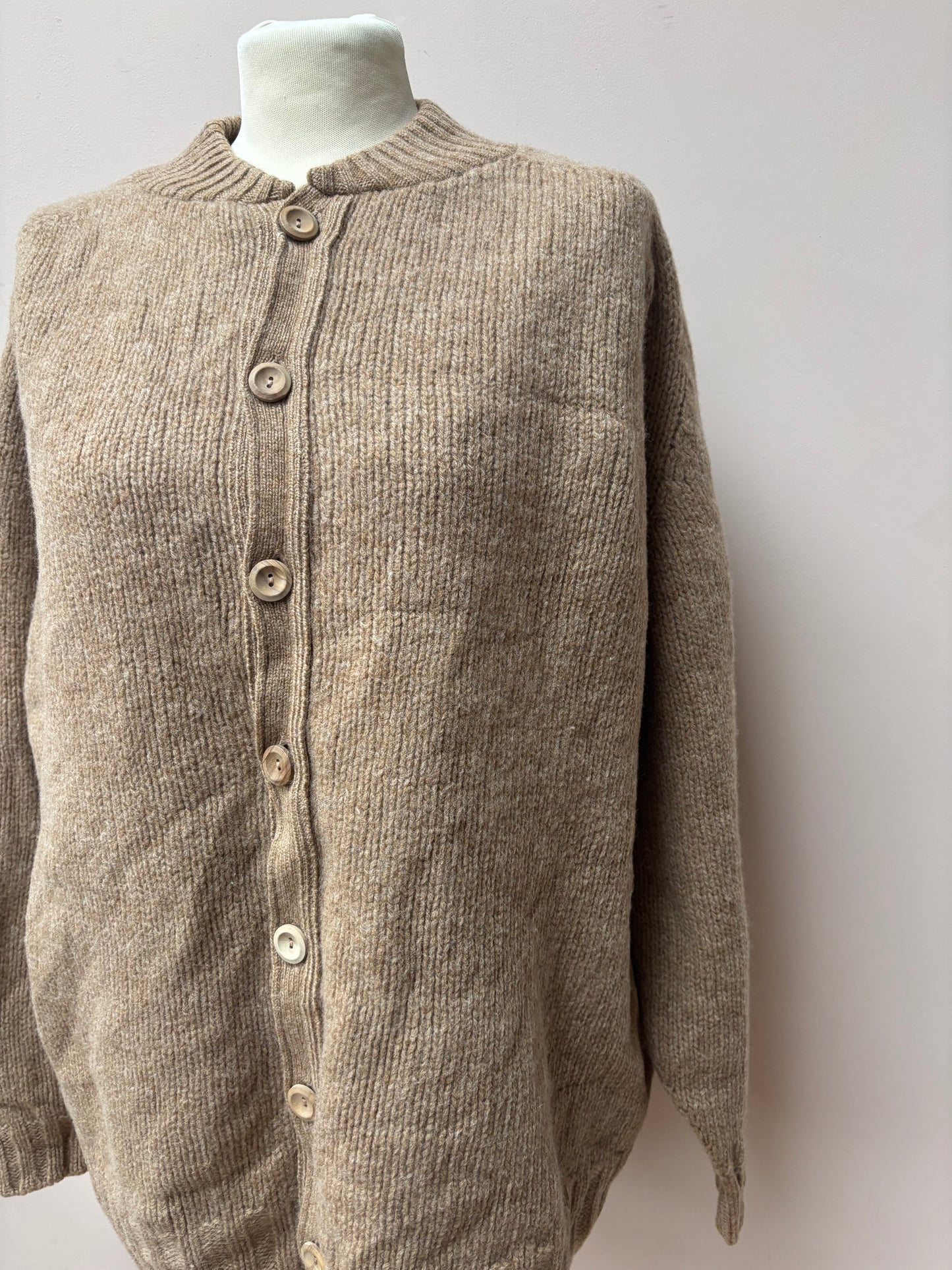 Brown 100% wool bomber style jacket size 12-16