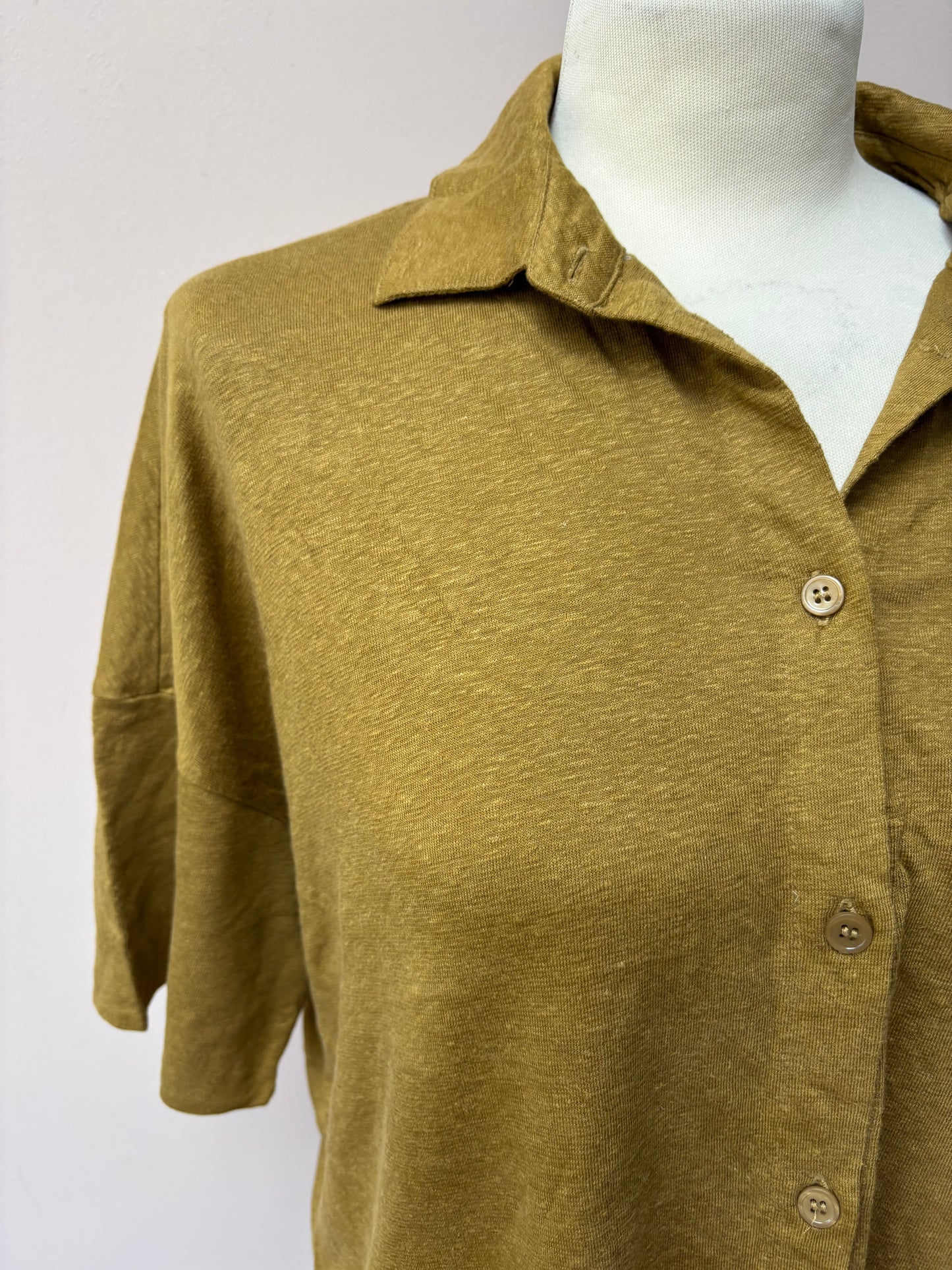 Moss green linen top size 12/14