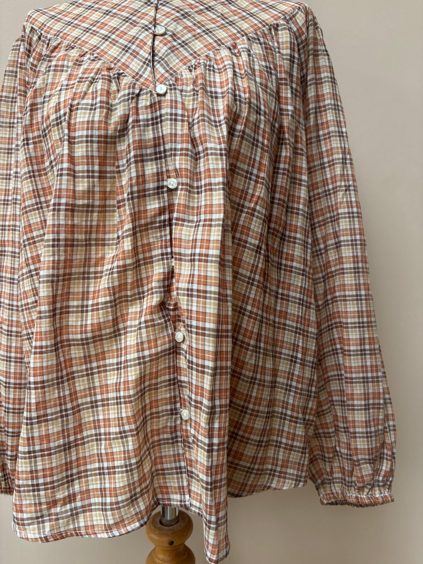Gingham check 100% cotton blouse size 12/14