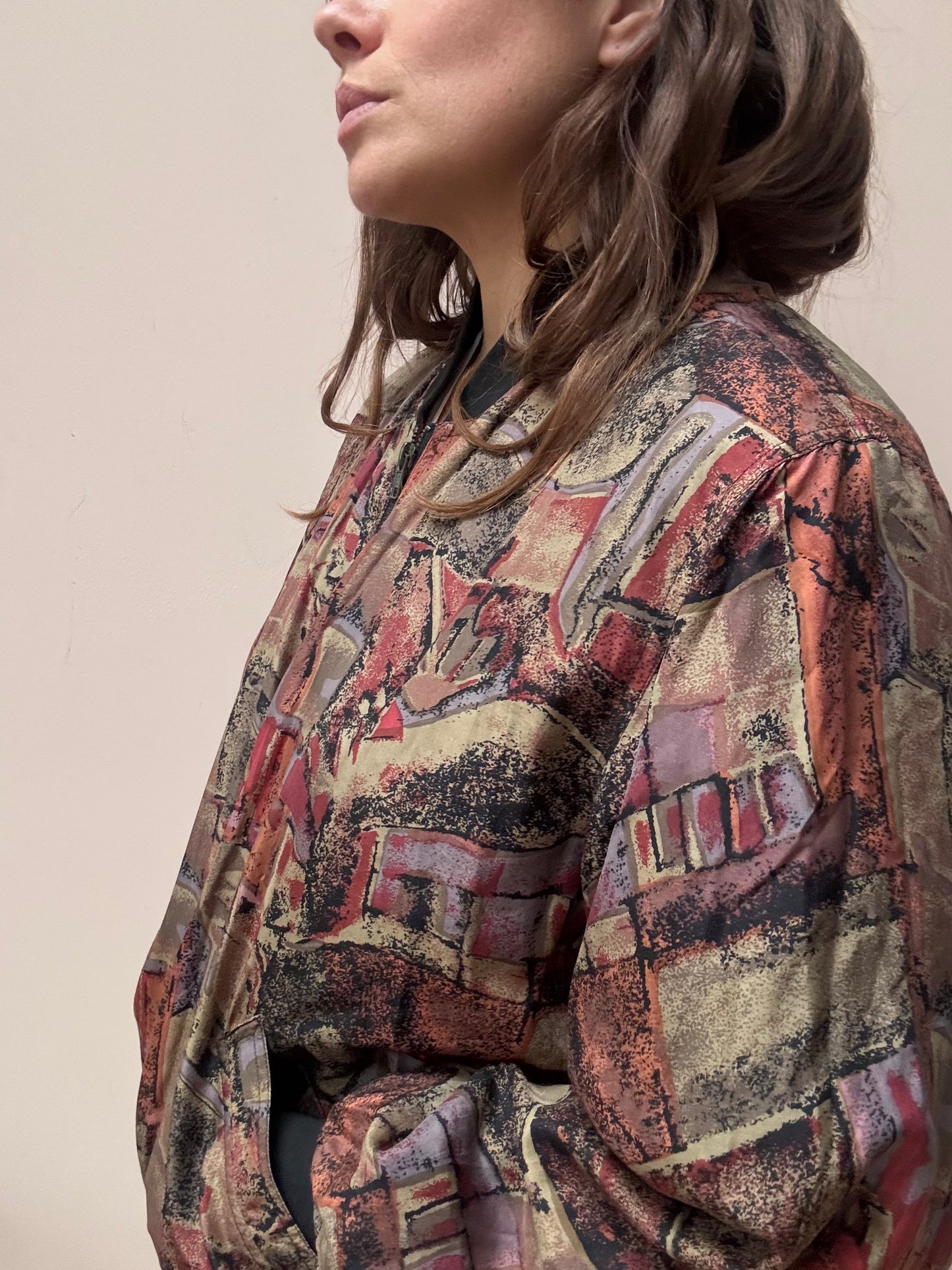 Vintage 100% silk bomber jacket size Medium