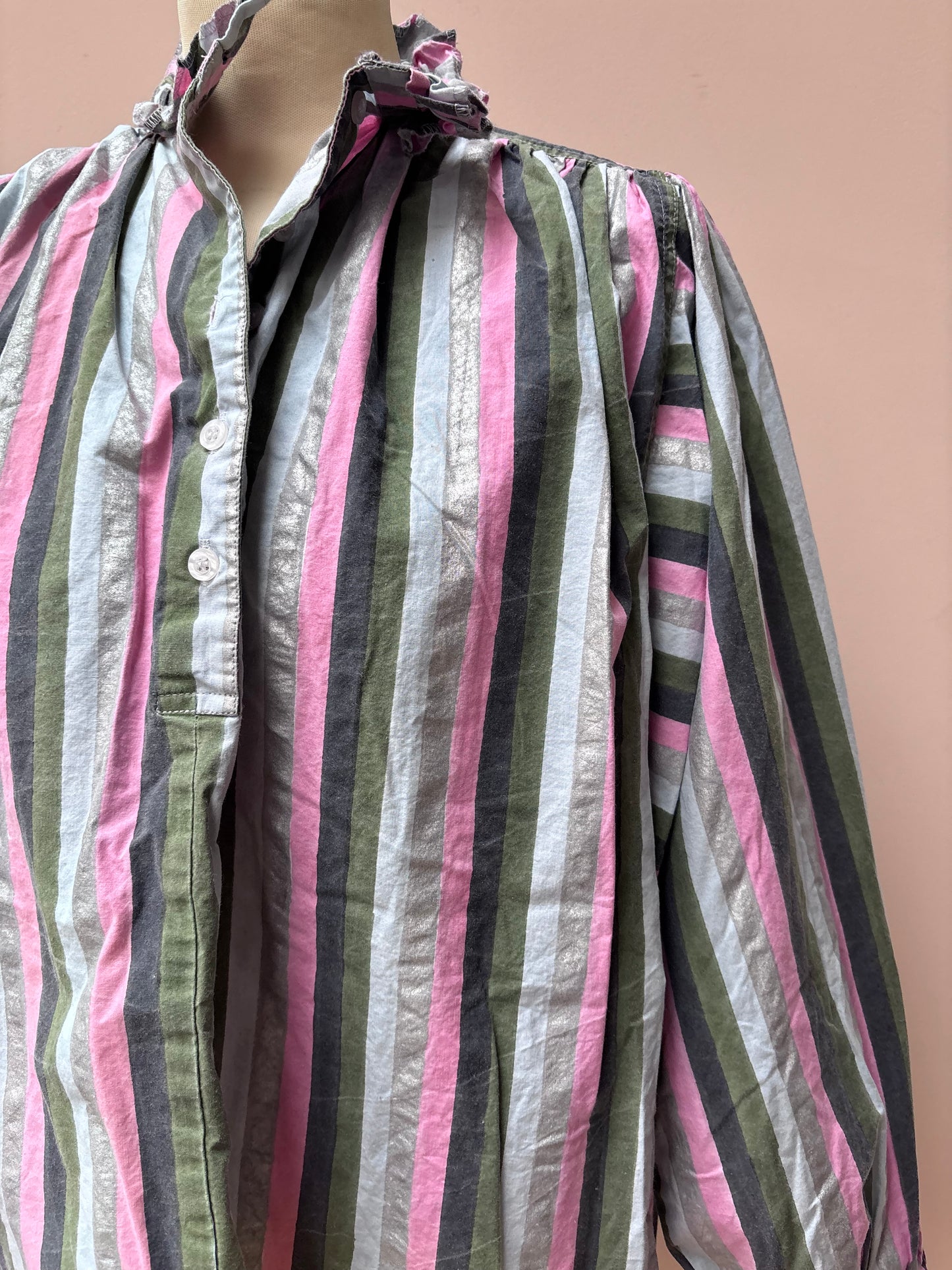 Blockprints striped cotton top size Small