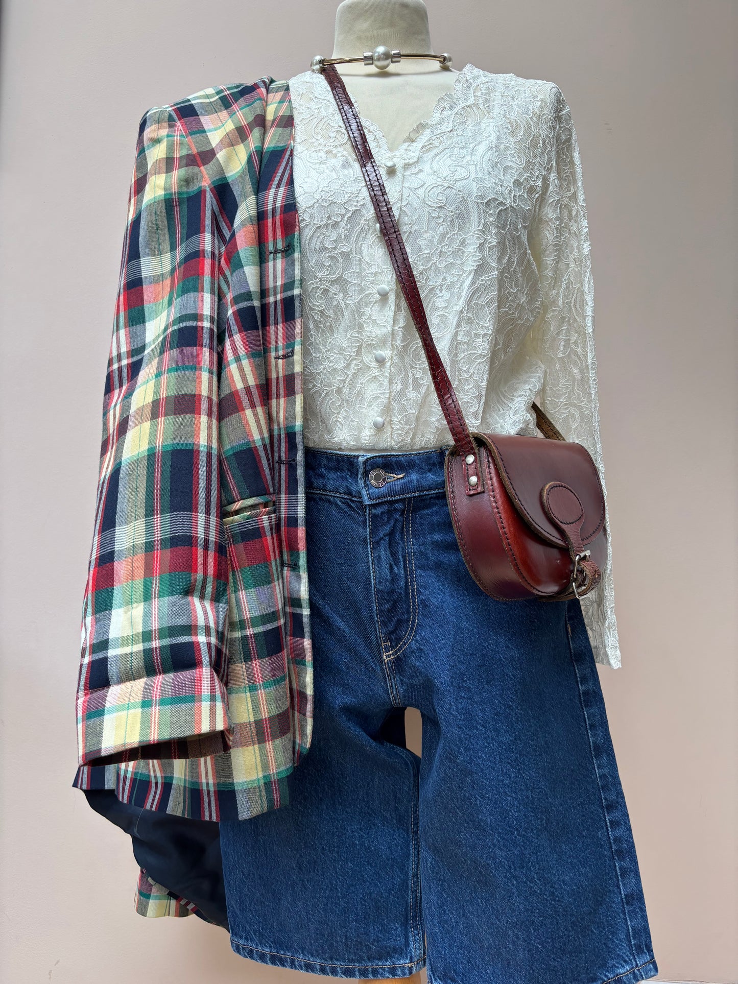 Vintage check oversized blazer size 12-16