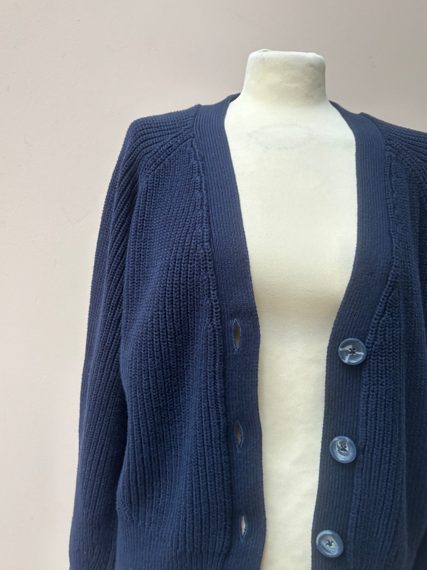 Navy 100% cotton cardigan size10/12