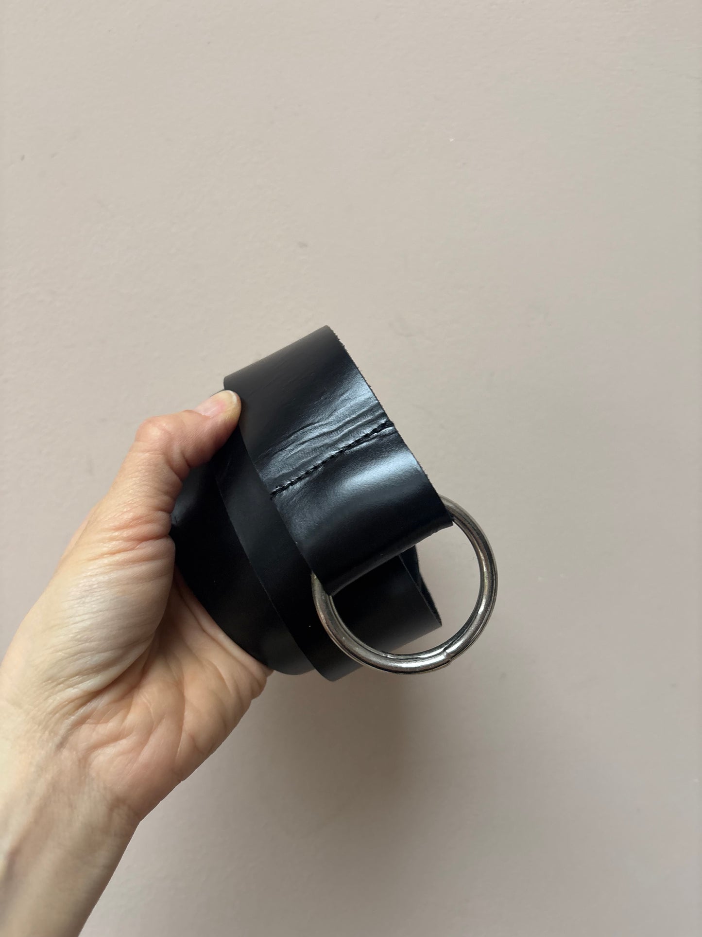 Black leather adjustable belt size medium