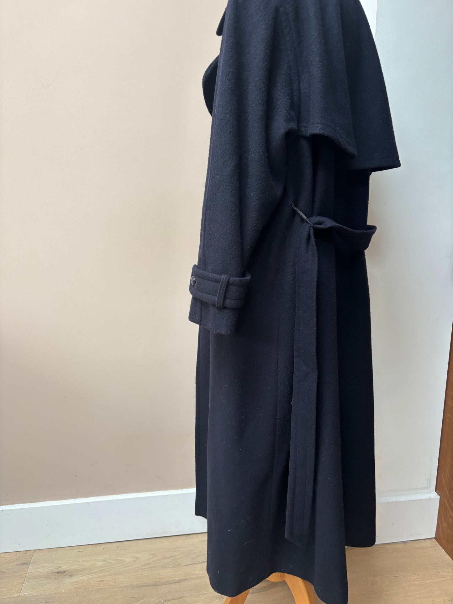 Wool cashmere mix dark navy blue long coat 12-16