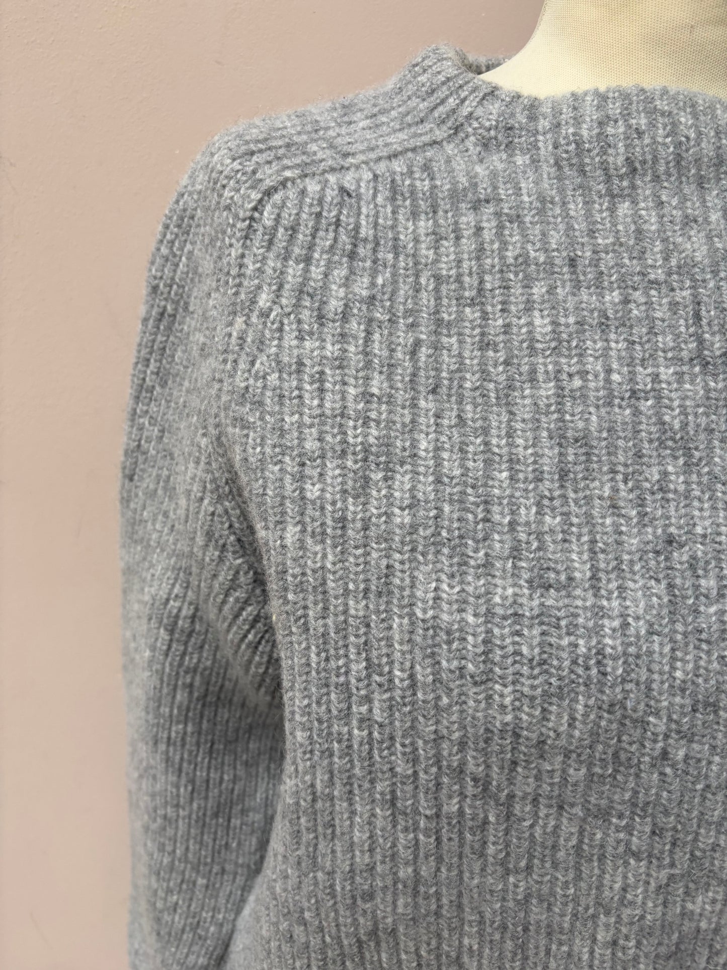 Grey 100% wool jumper size Medium