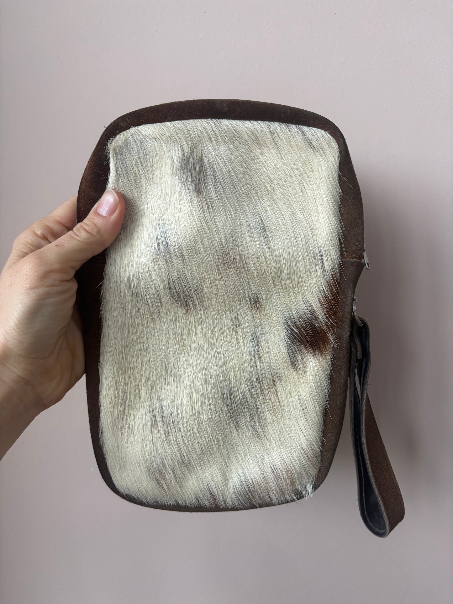 Leather & hair clutch bag