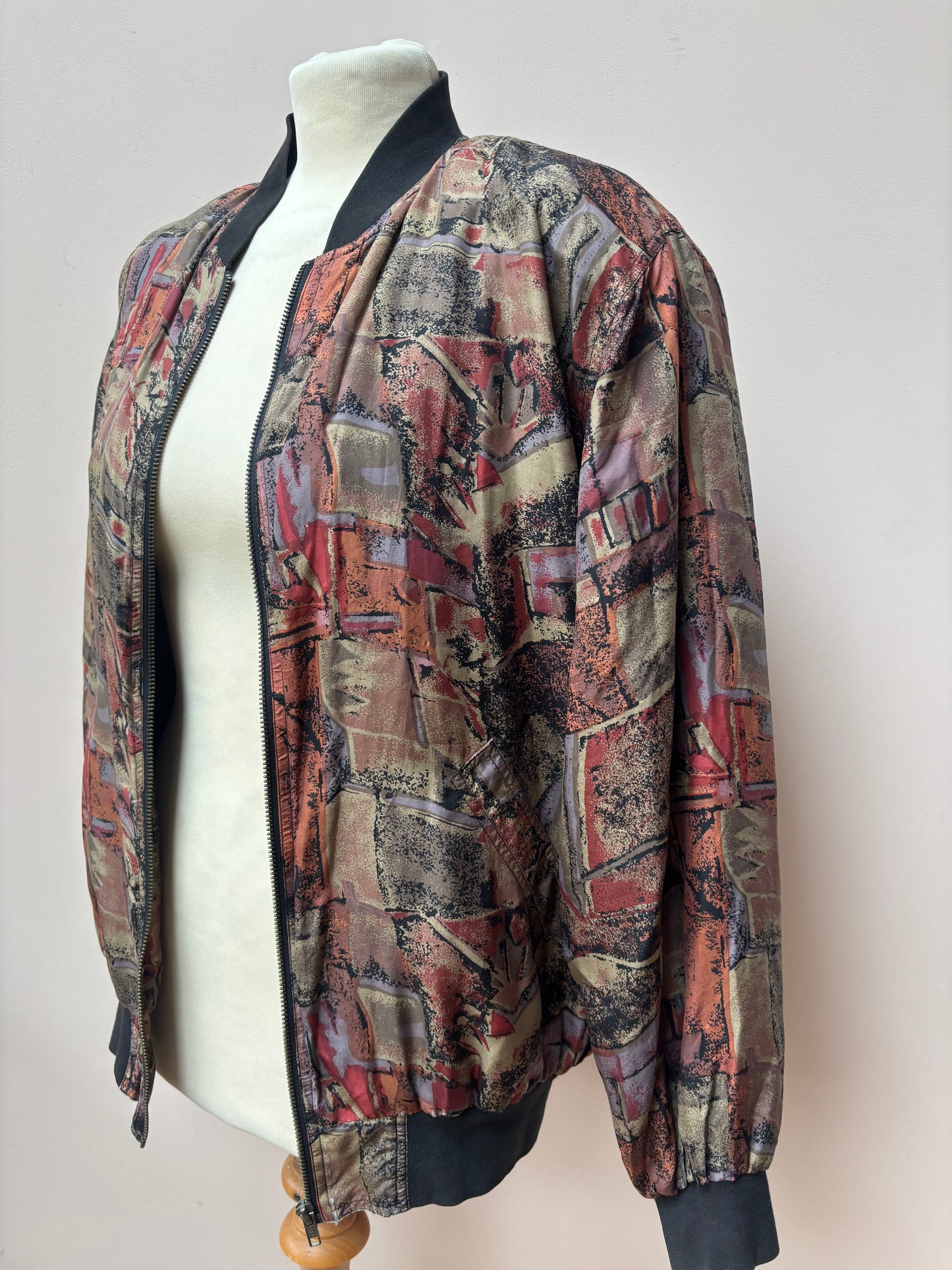 Vintage 100% silk bomber jacket size Medium