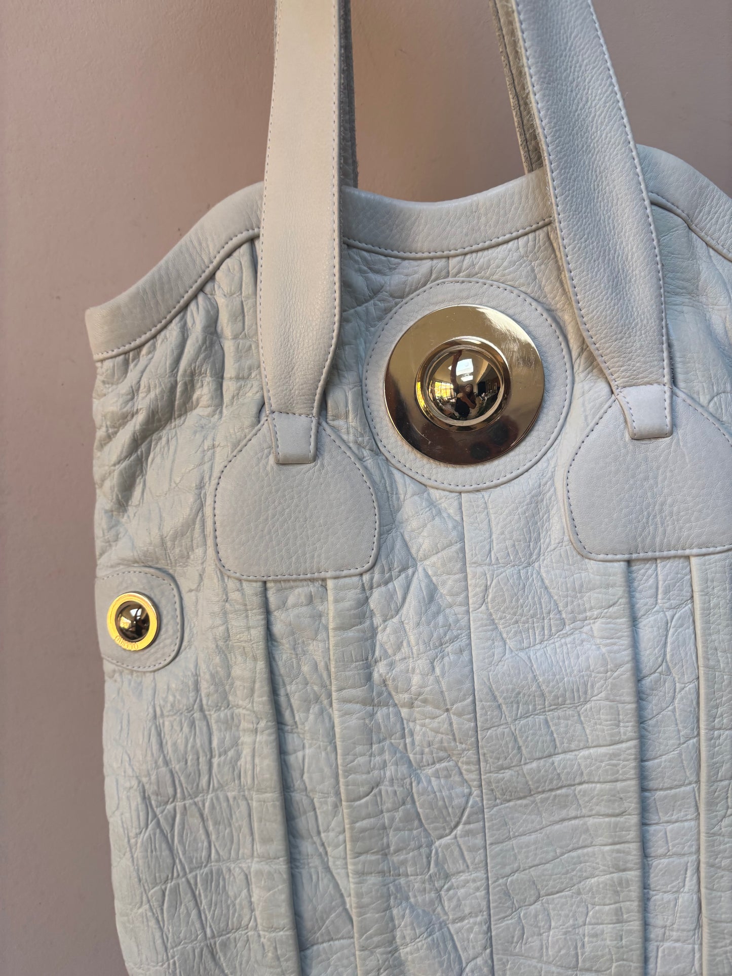 Pale blue leather bag