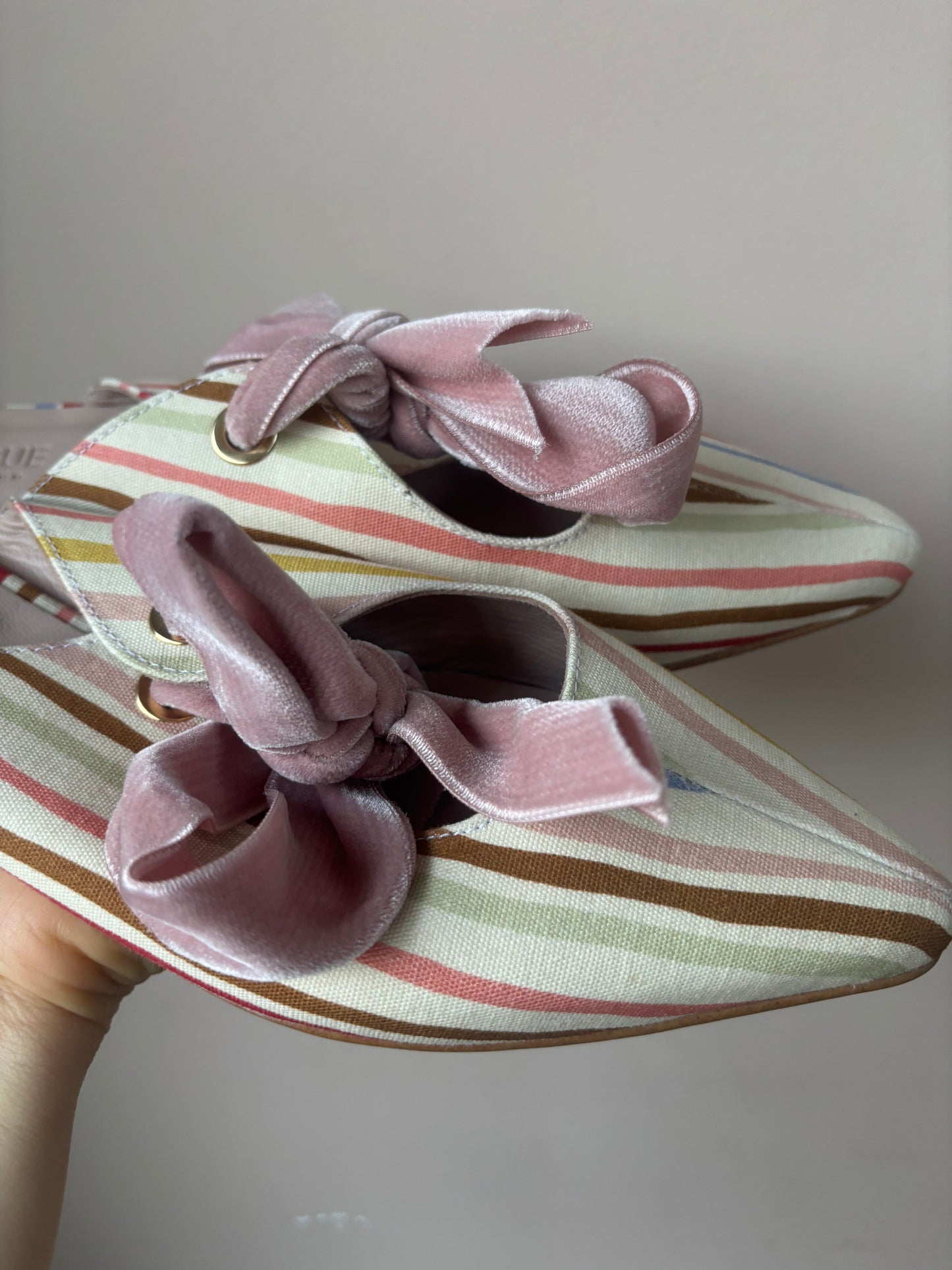 Rogue Matilda striped flat shoes with bow size 41 UK8