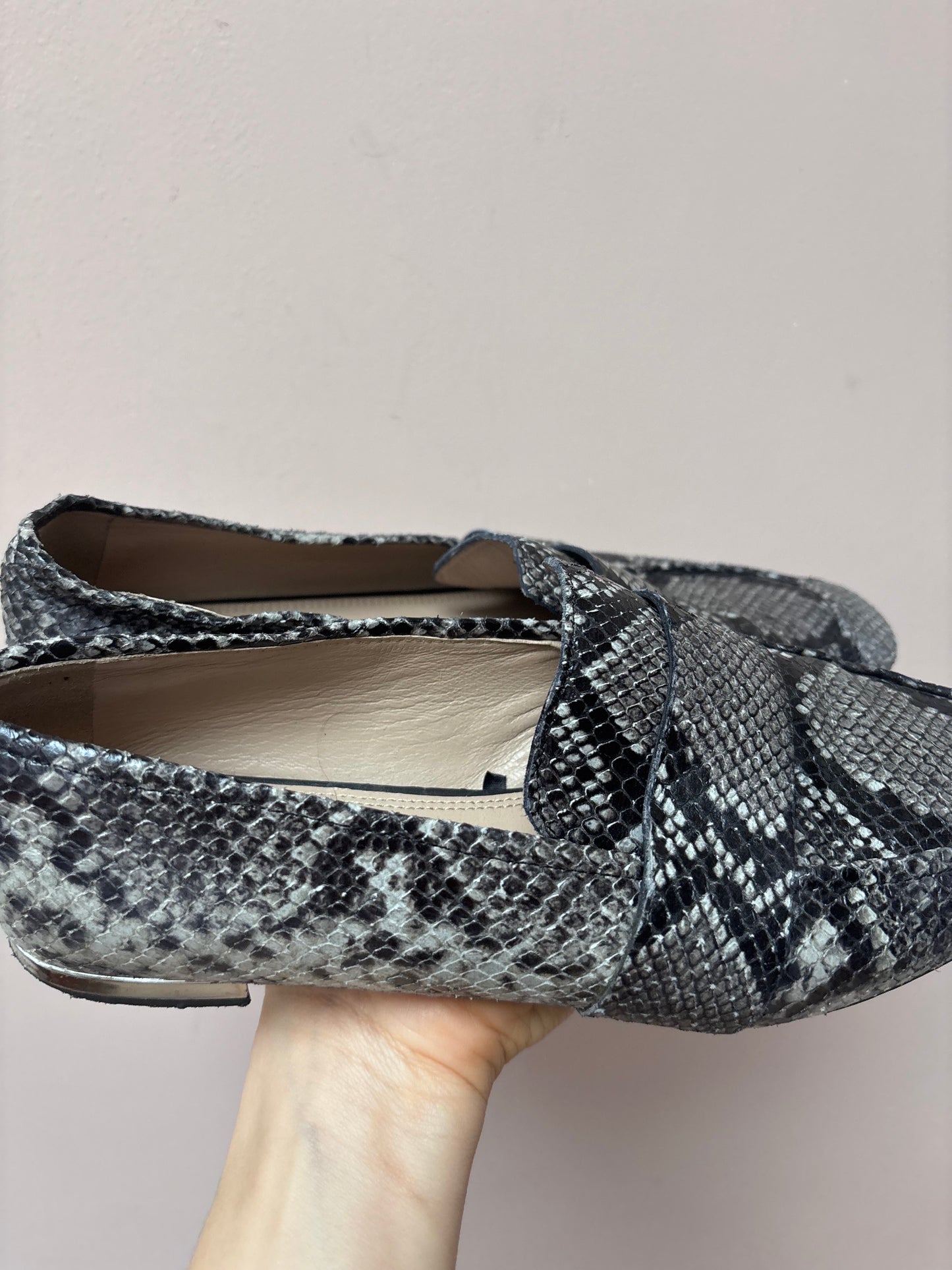 Animal print leather flats size 5