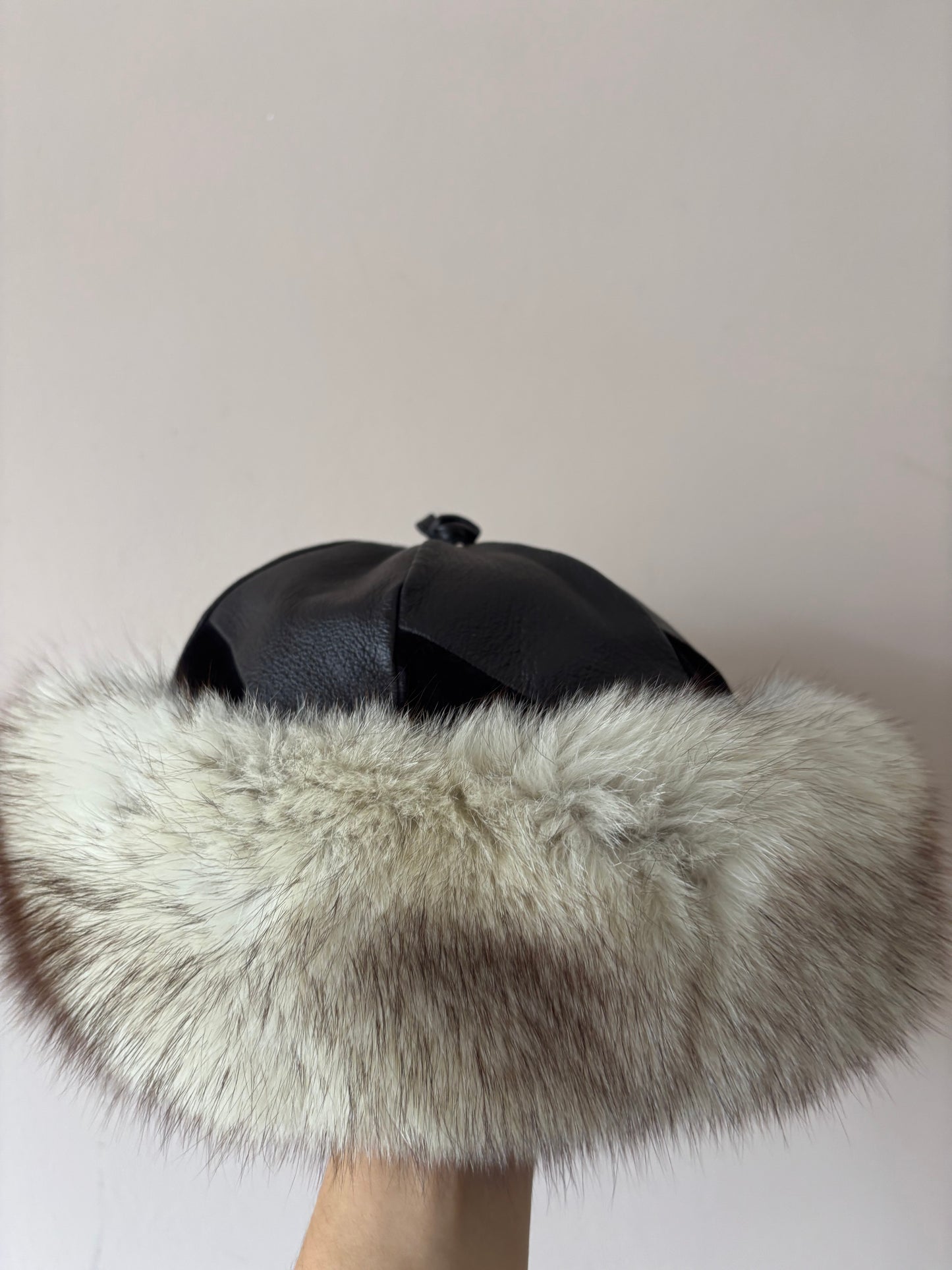 Vintage leather fur hat