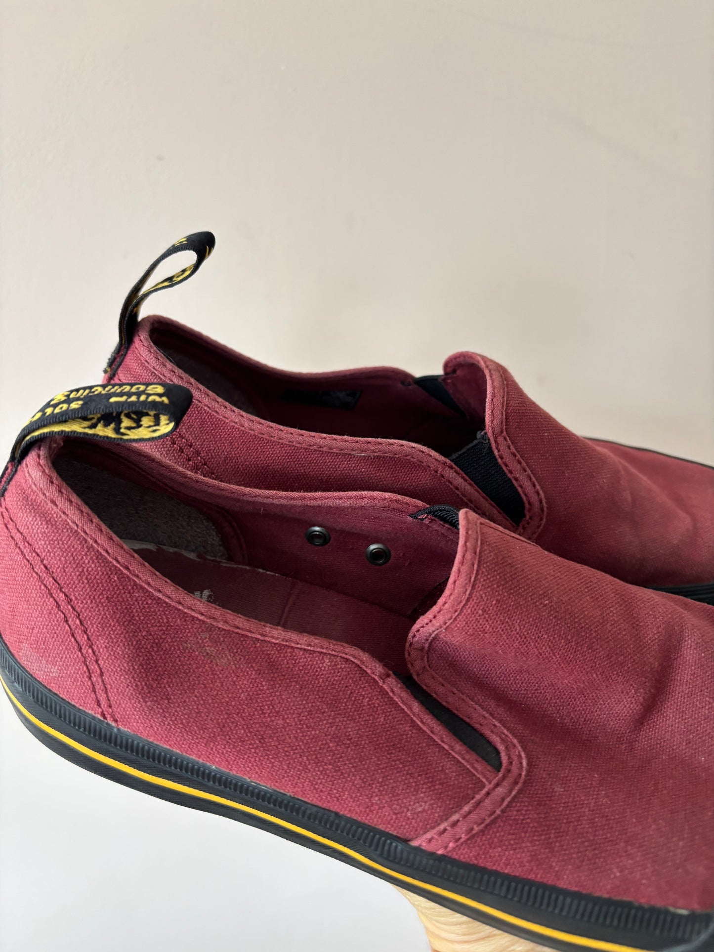 Cherry red canvas Dr Martens shoes size UK6