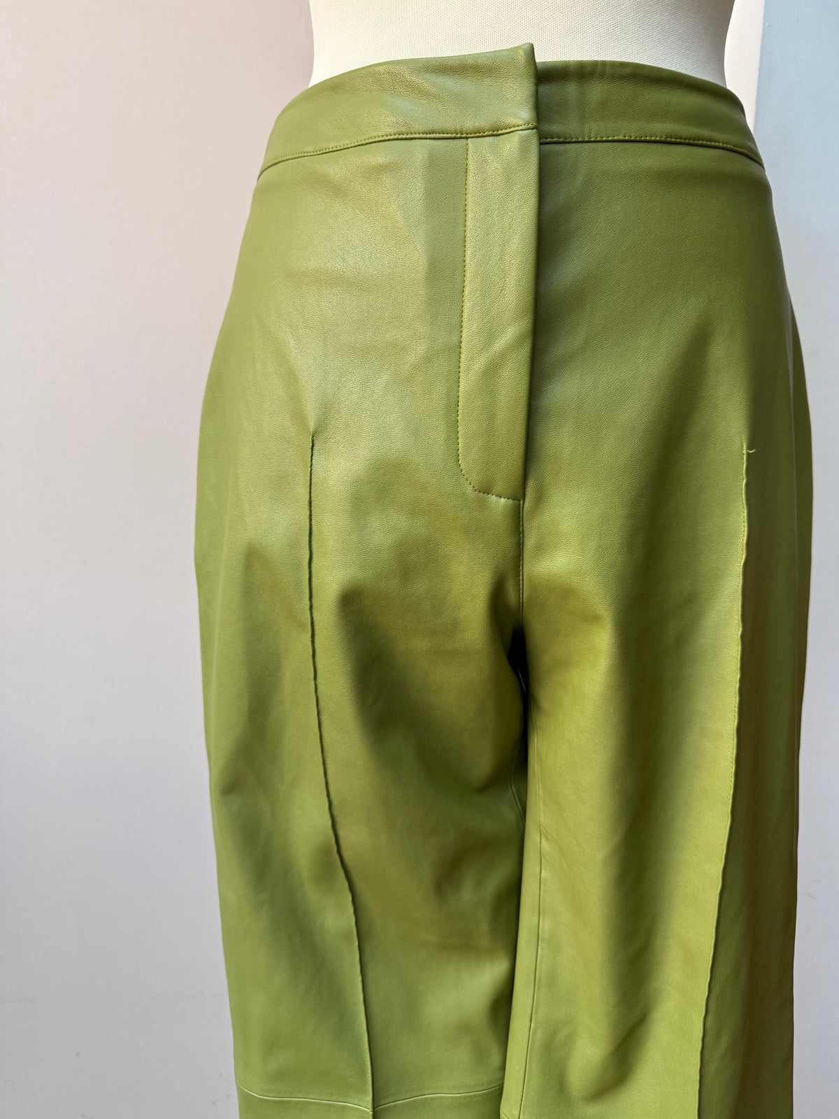 Faux leather green trousers size UK10