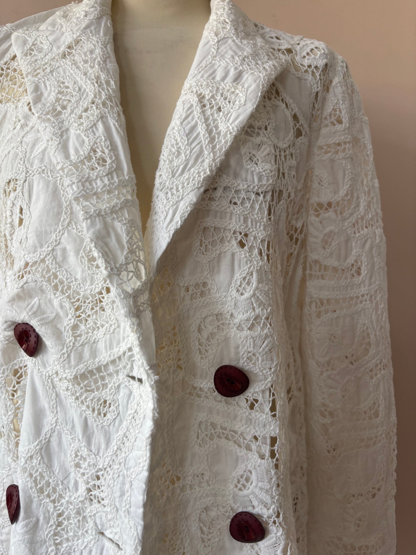 White lace double breasted blazer size Medium