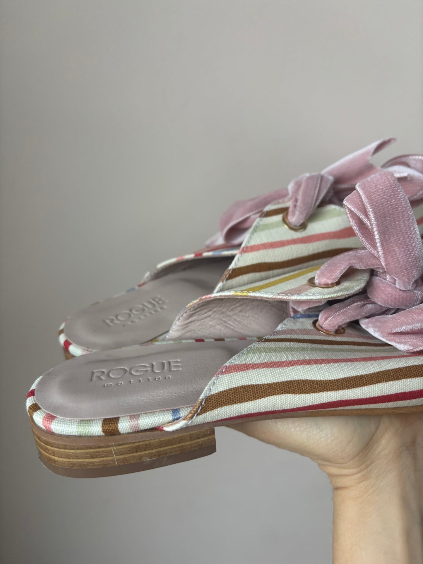 Rogue Matilda striped flat shoes with bow size 41 UK8