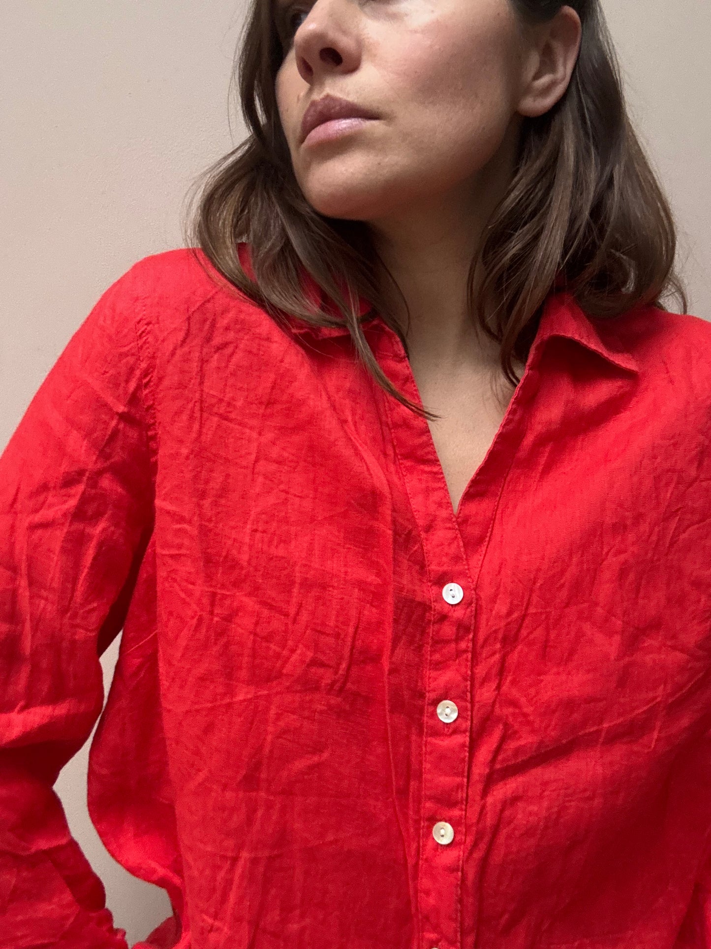 Linen orange red shirt size 12-16