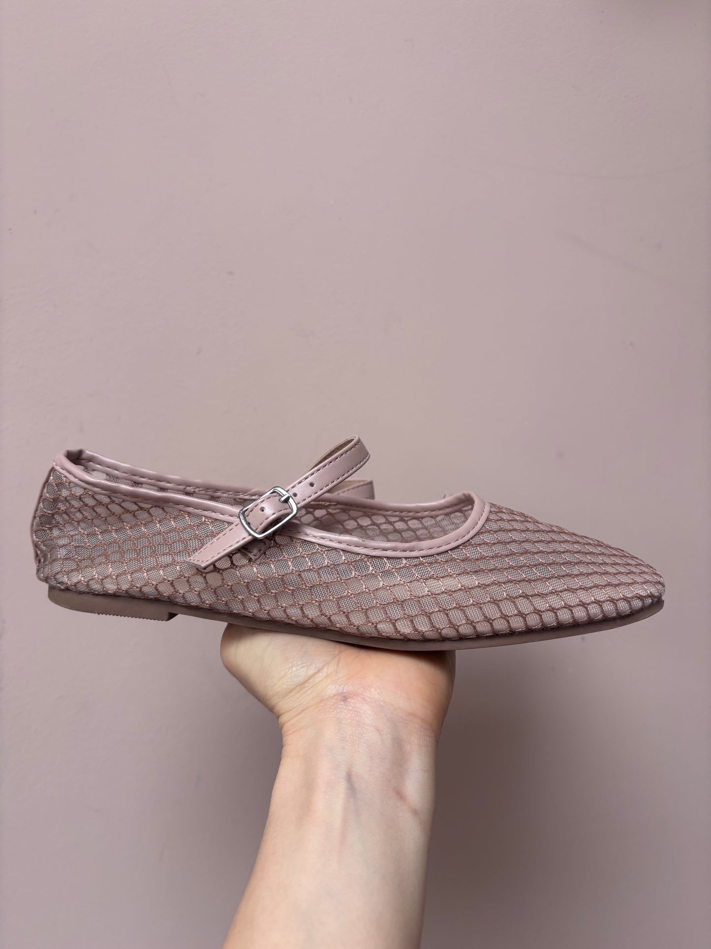 Pale pink see through flats size UK5