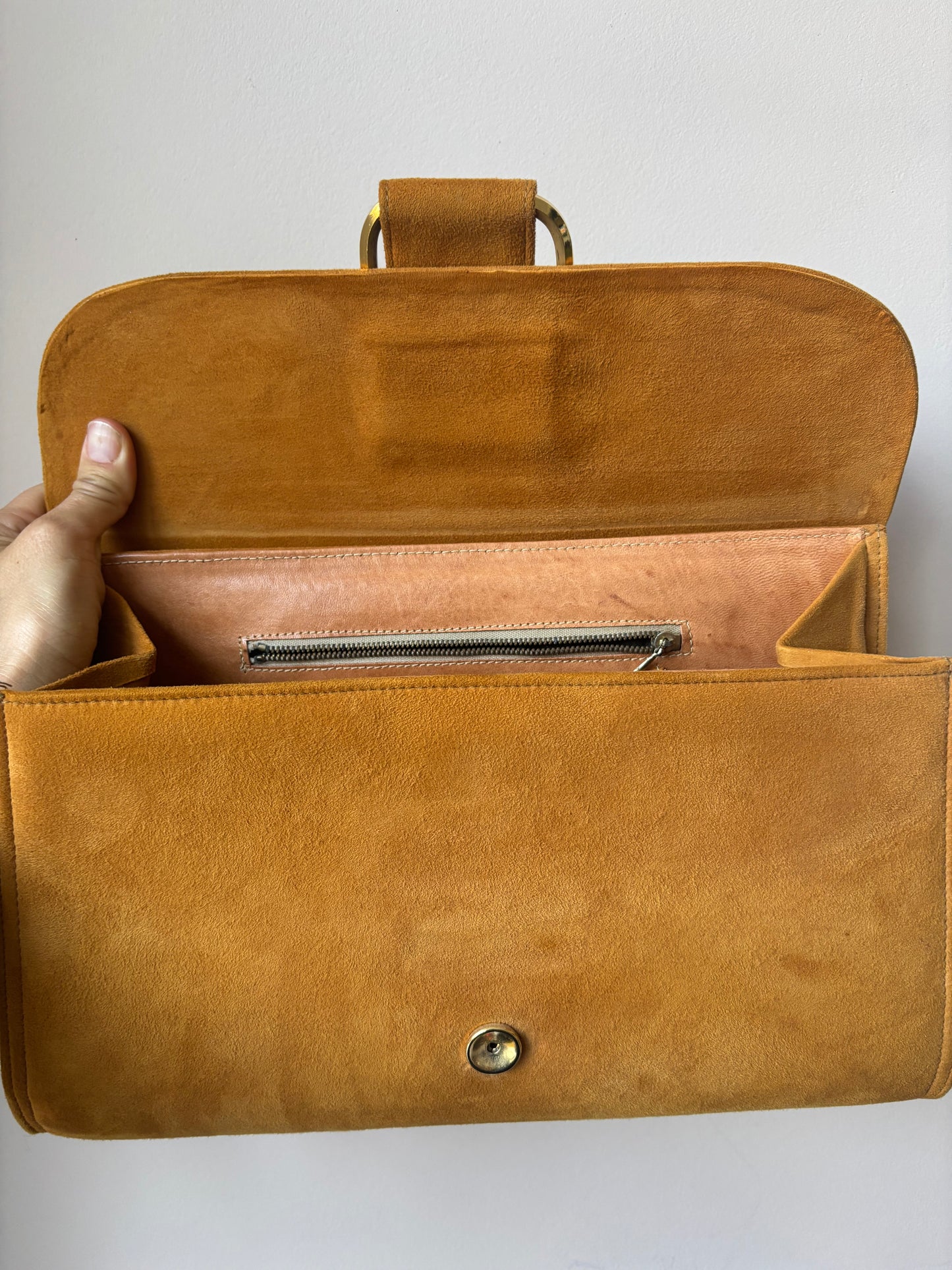Vintage chestnut brown suede bag