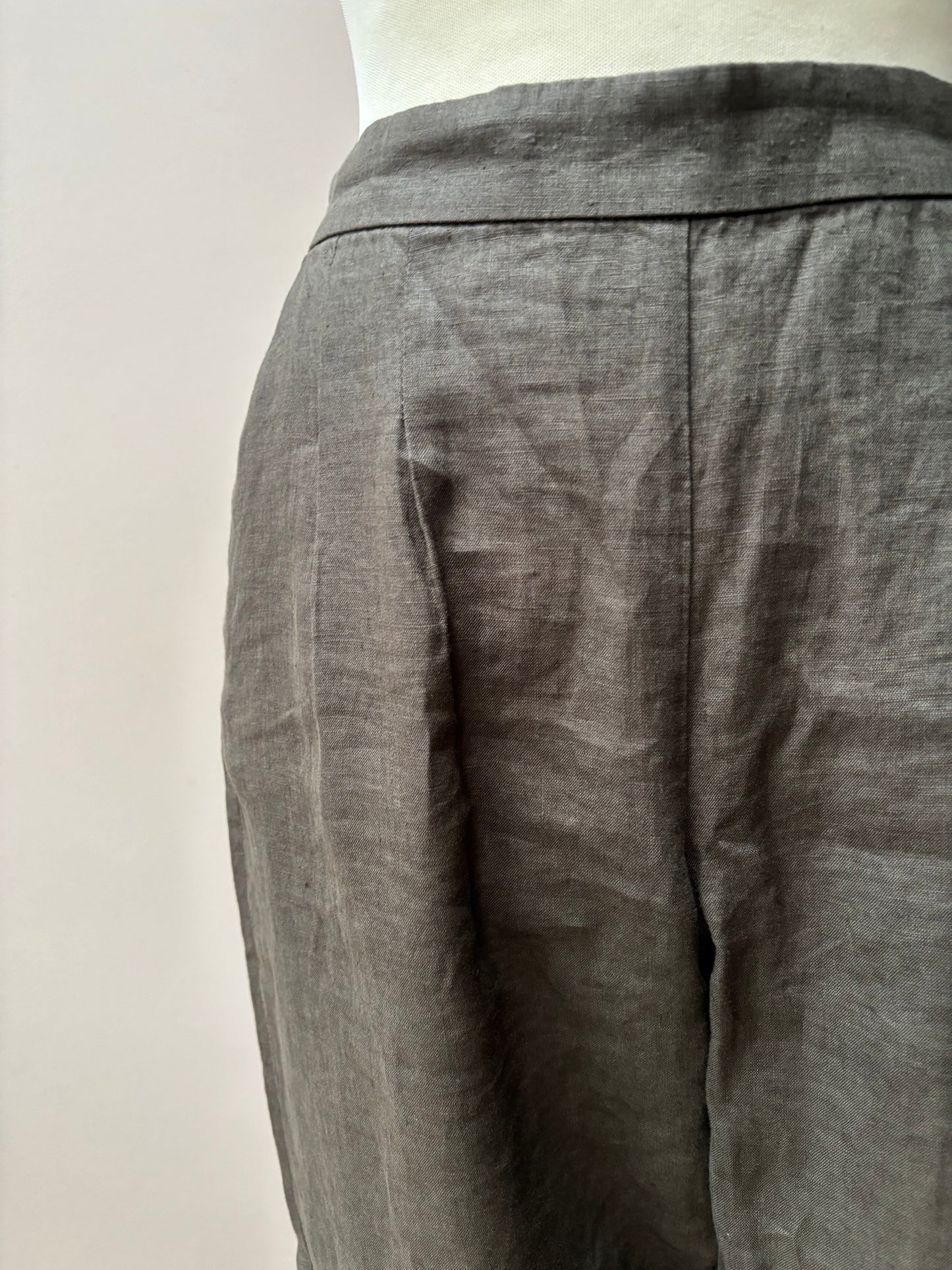 Khaki 100% linen trousers size 12