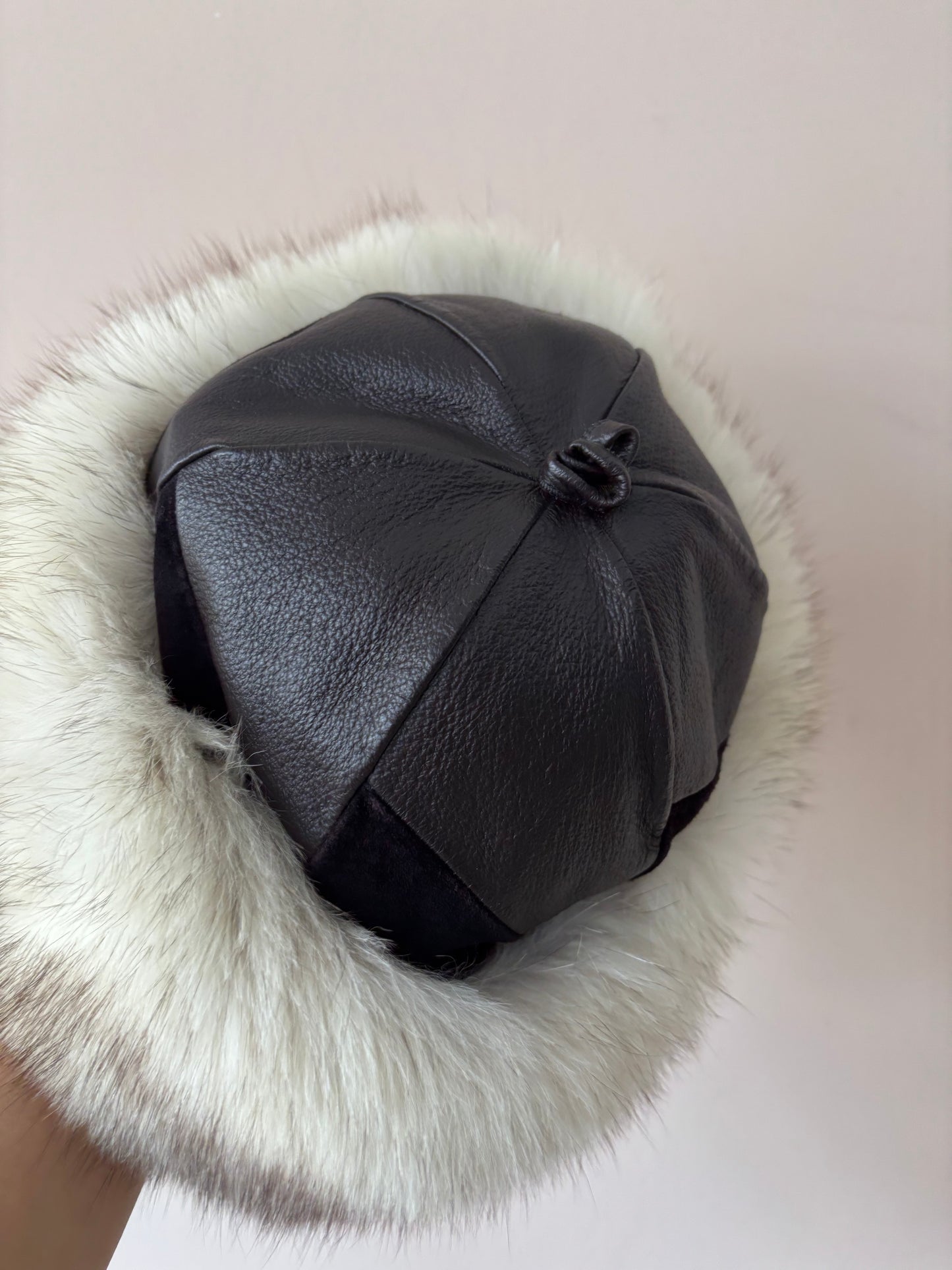 Vintage leather fur hat