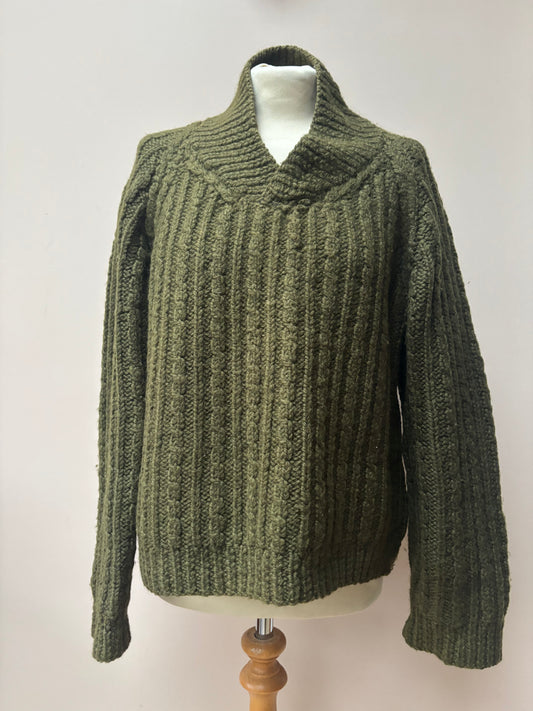 Green knitted wool jumper size Medium